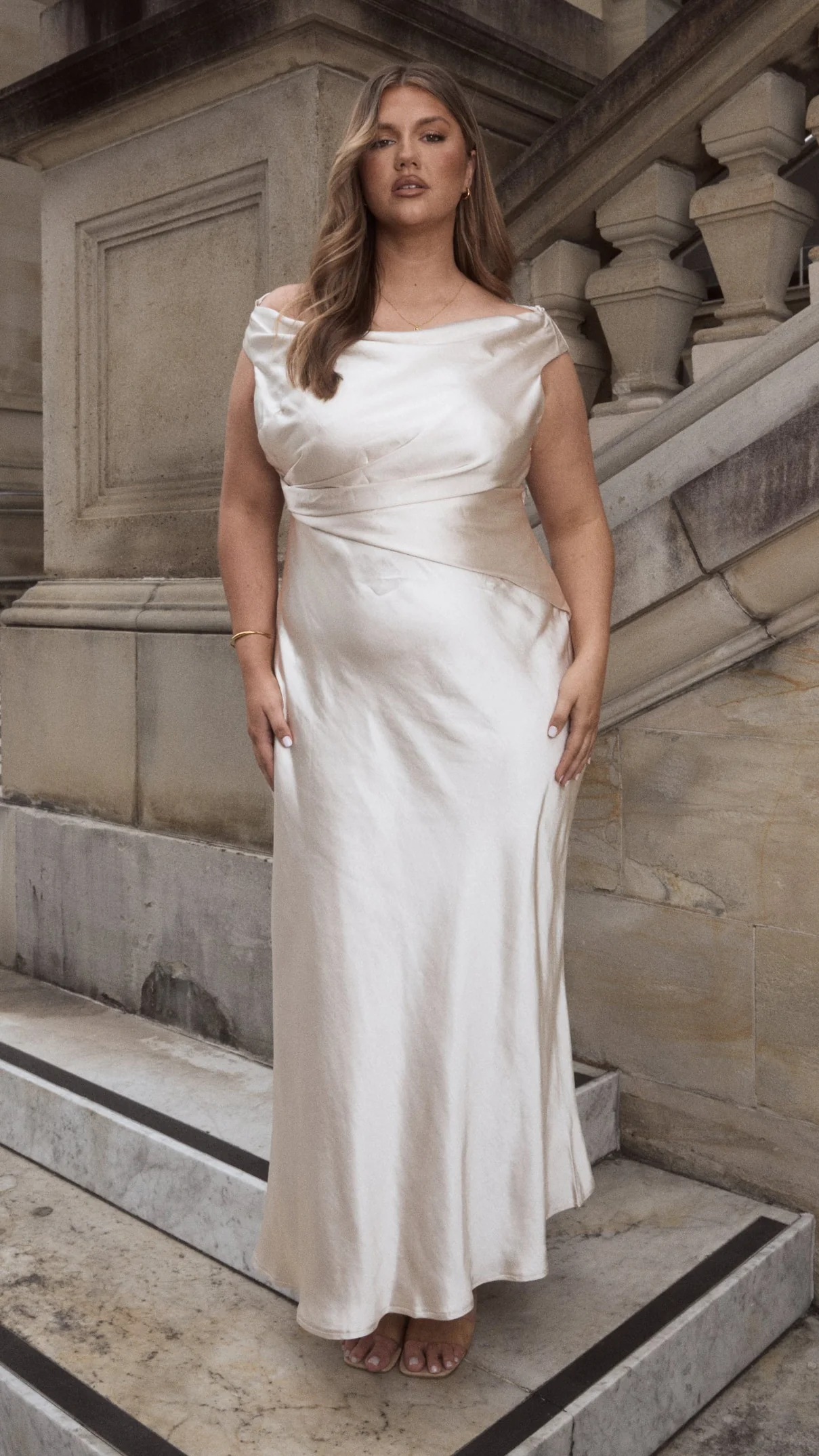 Auria Off Shoulder Maxi Dress - Champagne