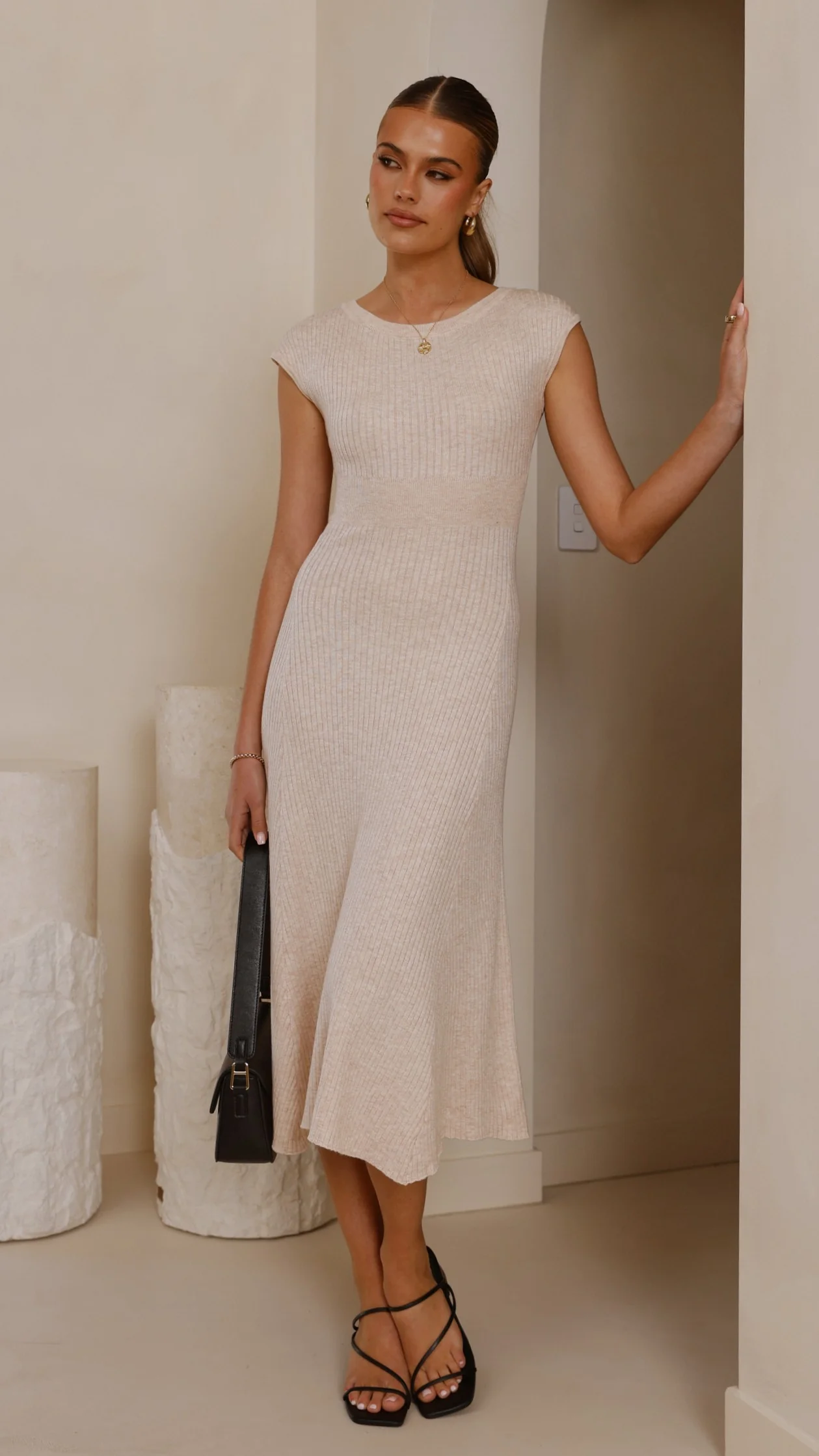 Seona Knit Midi Dress - Natural