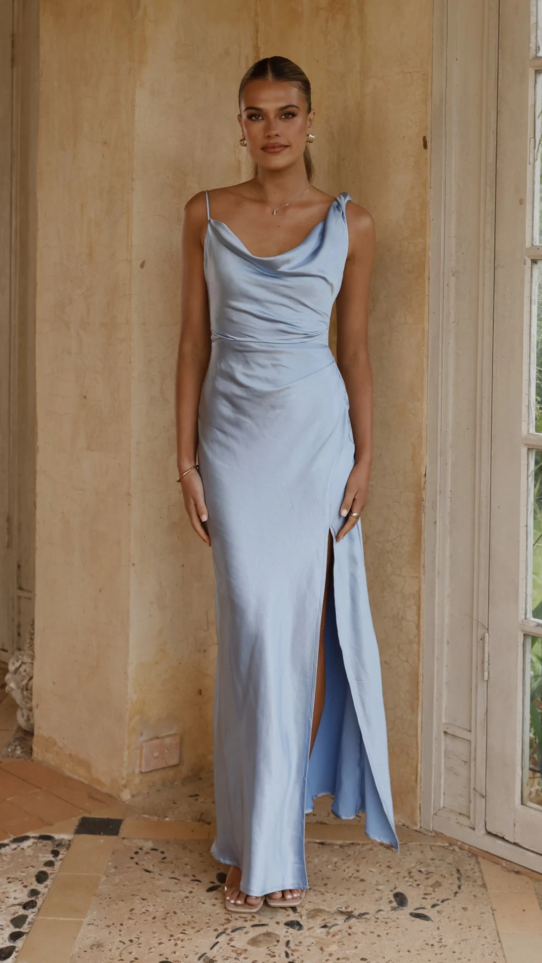 Iris Asymmetrical Maxi Dress - Blue