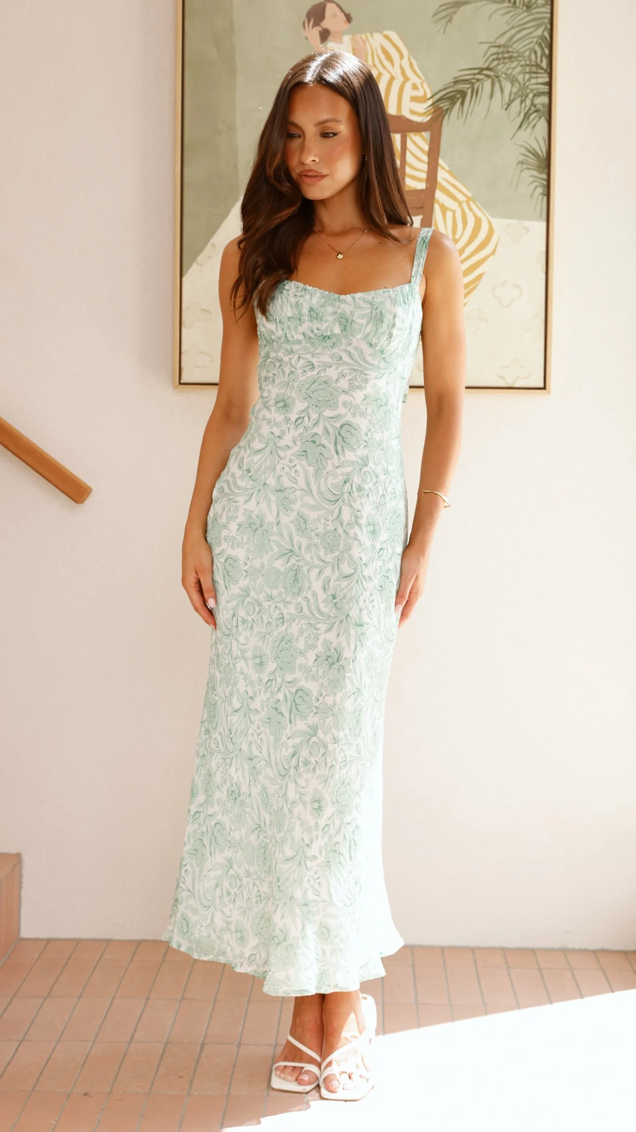 Margo Midi Dress - Green Flower