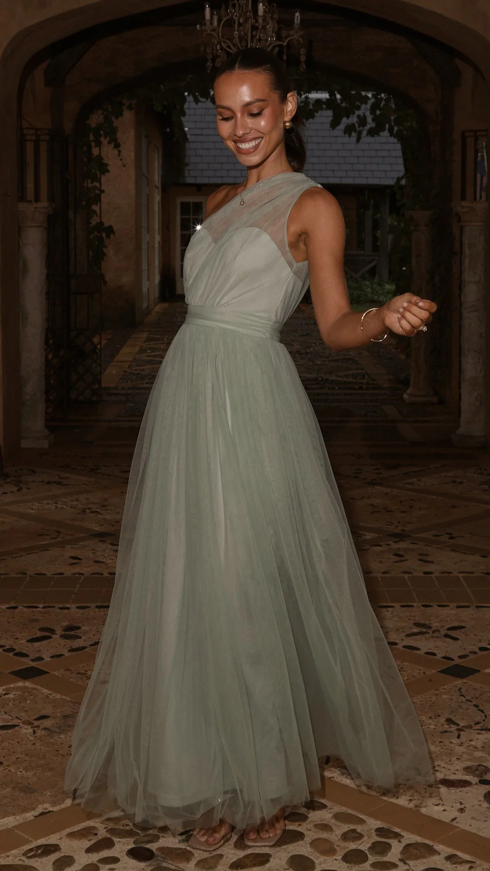Talissa Tulle Maxi Dress - Sage