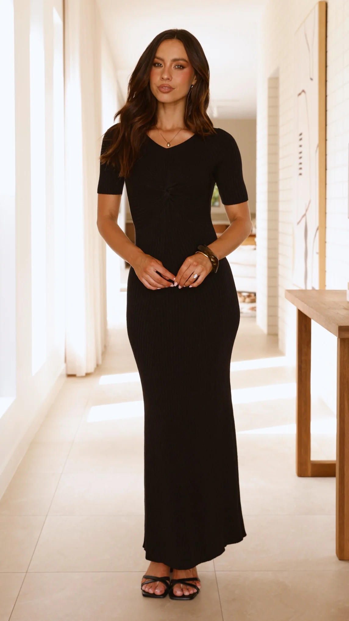Aliyah Knit Maxi Dress - Black
