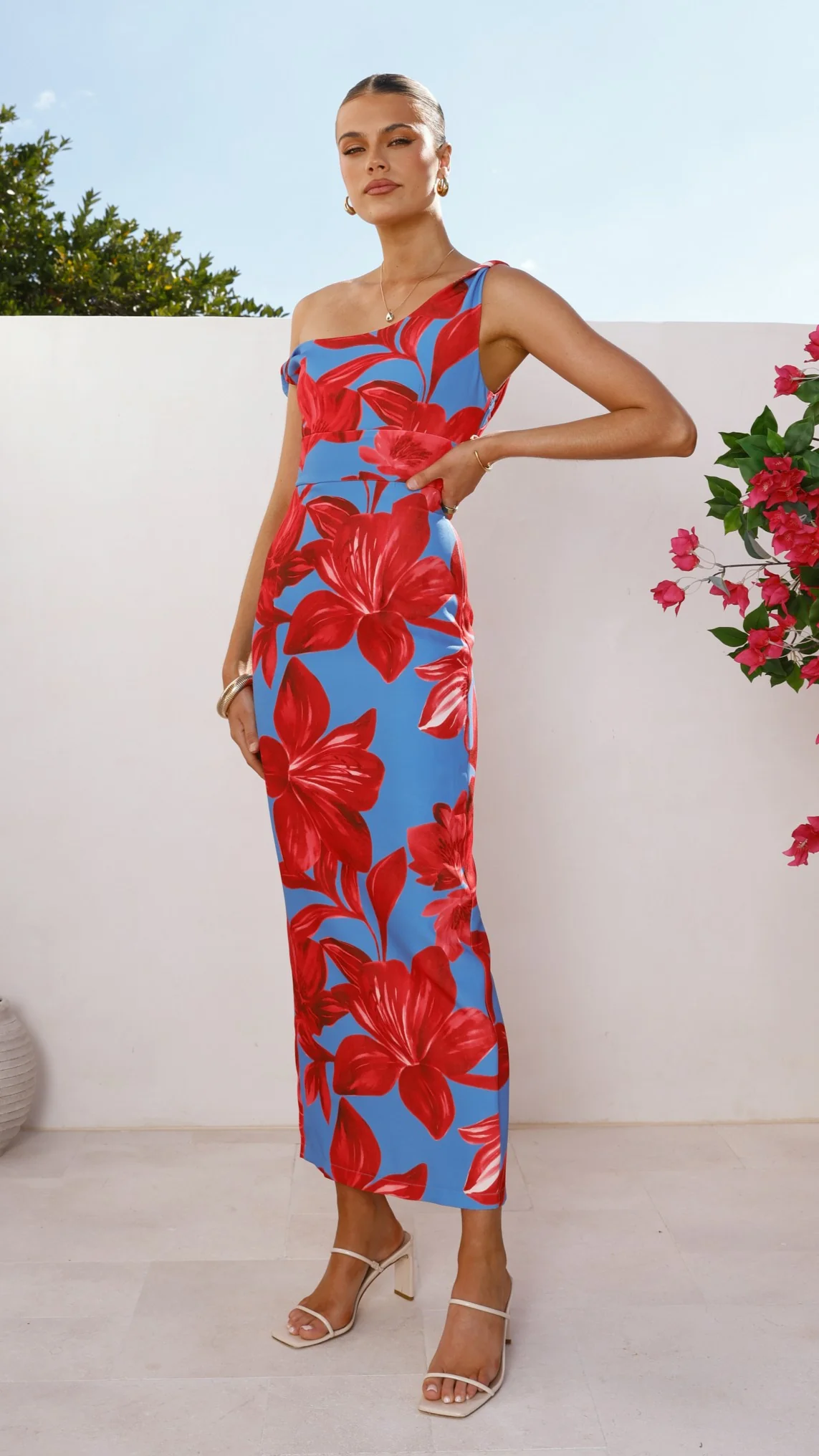 Lorina Maxi Dress - Red/Blue Floral