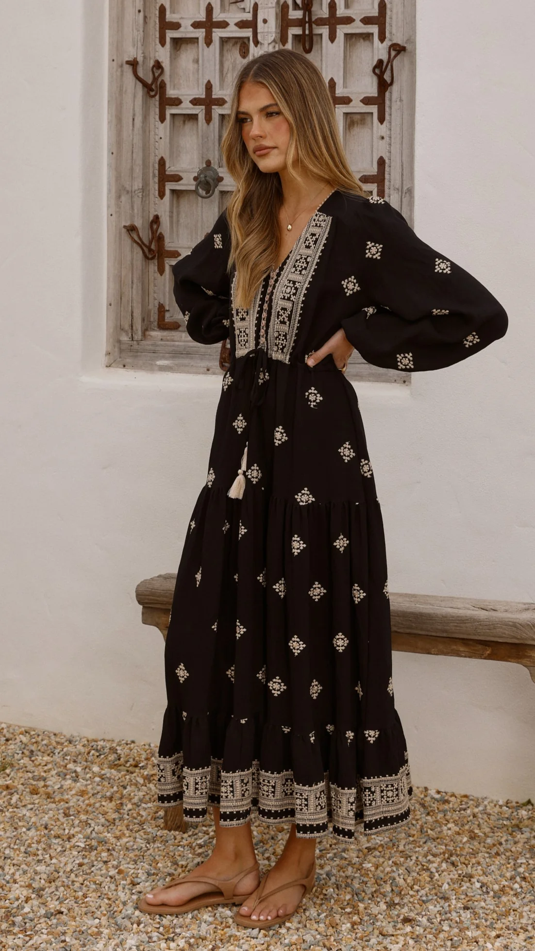 Ellarose Maxi Dress - Black/Beige