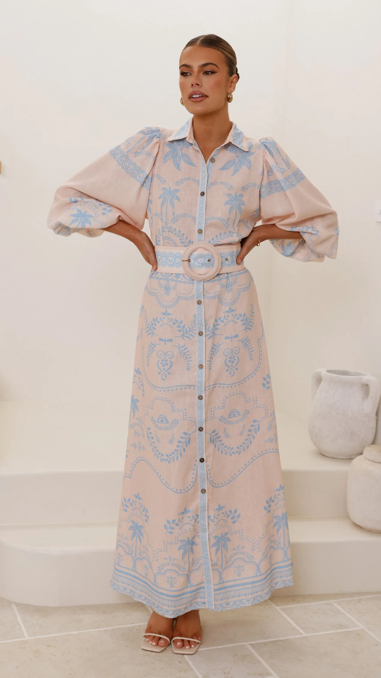 Xander Long Sleeve Maxi Dress - Blue