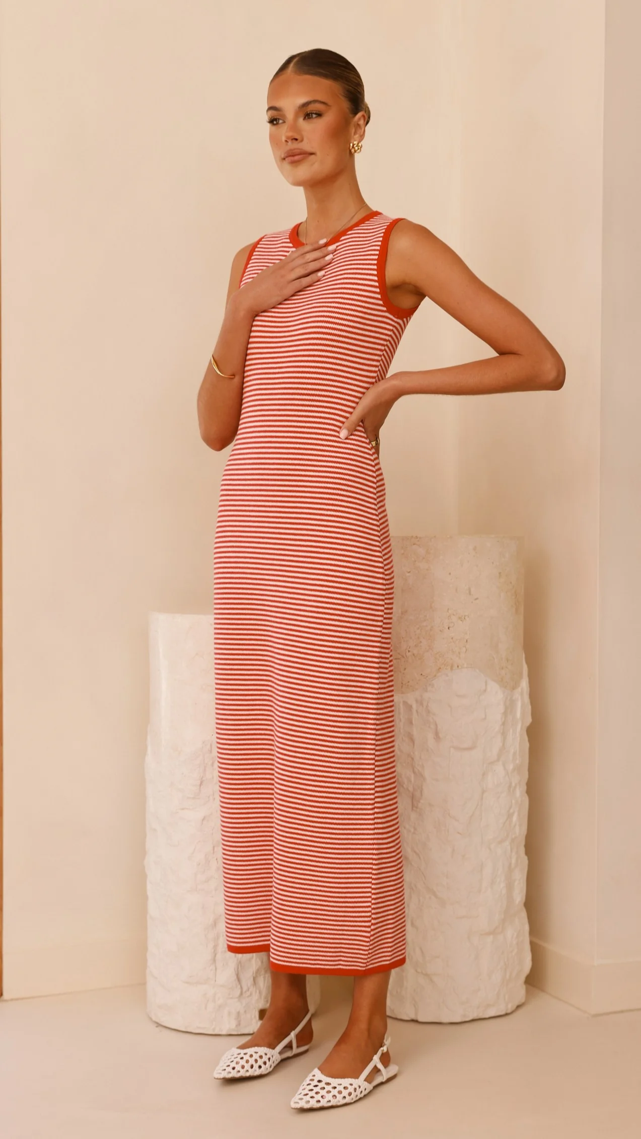 Leilah Maxi Dress - Red Stripe