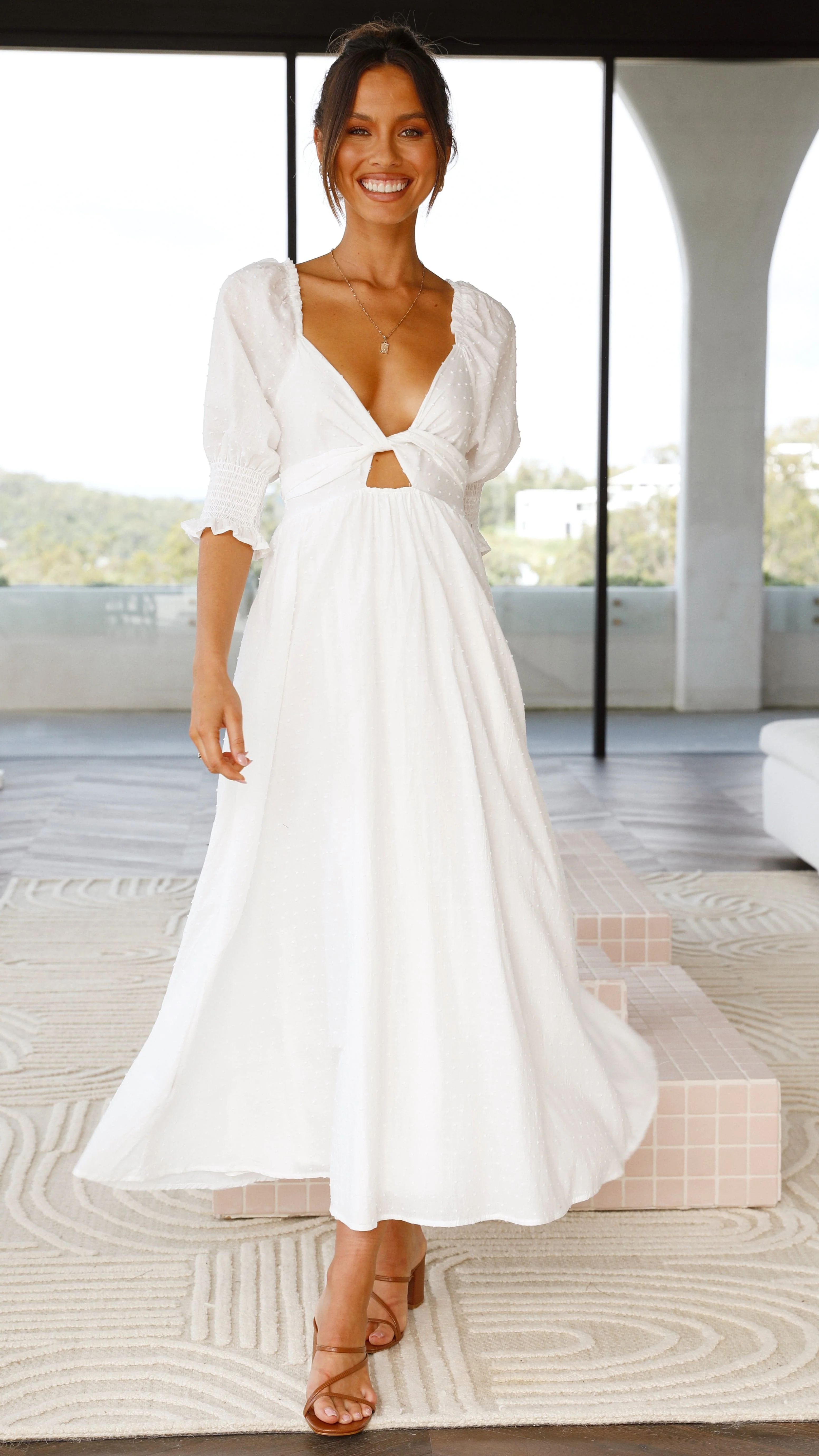 Cierra Midi Dress - White