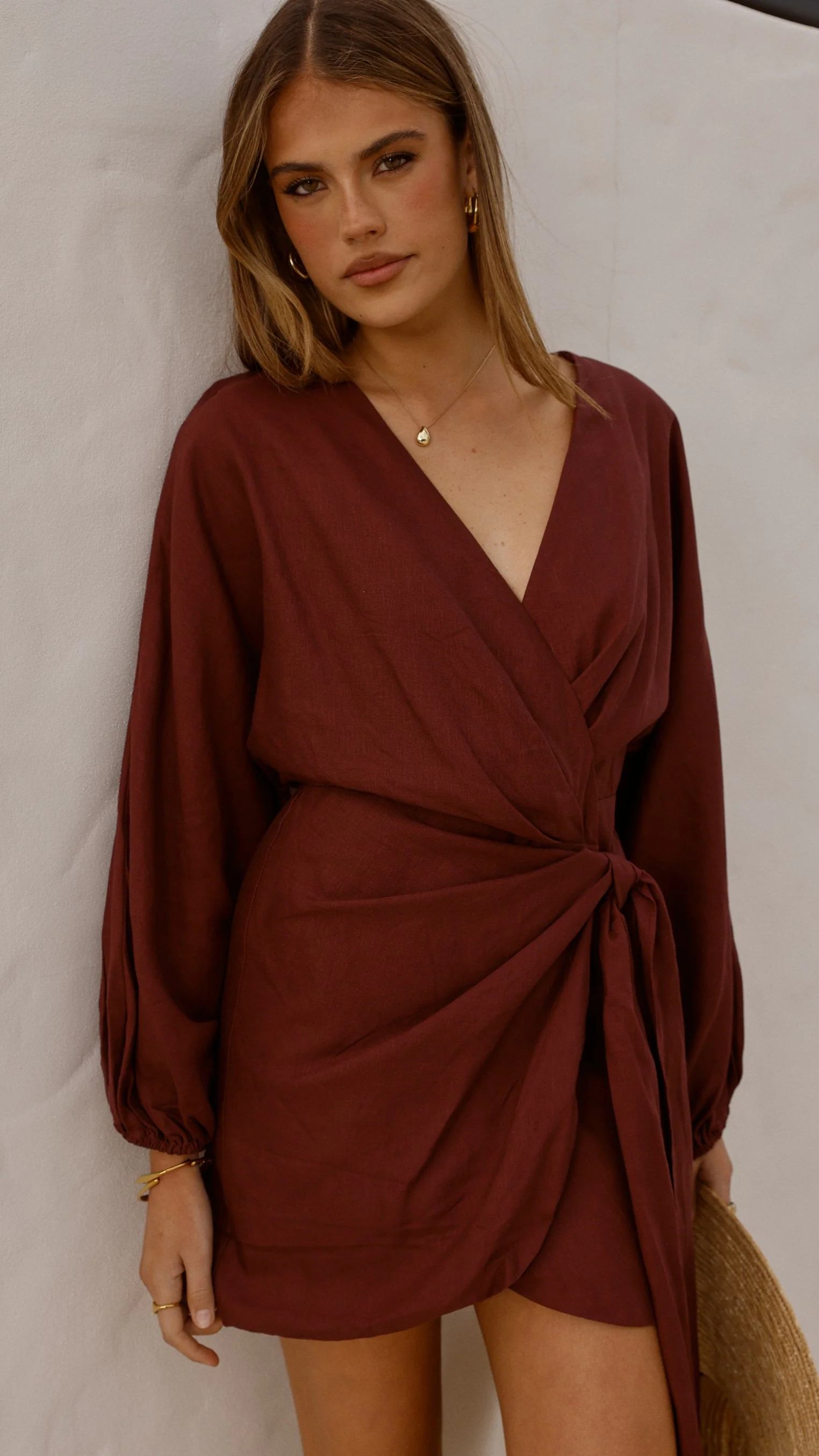 Myra Long Sleeve Mini Dress - Chocolate