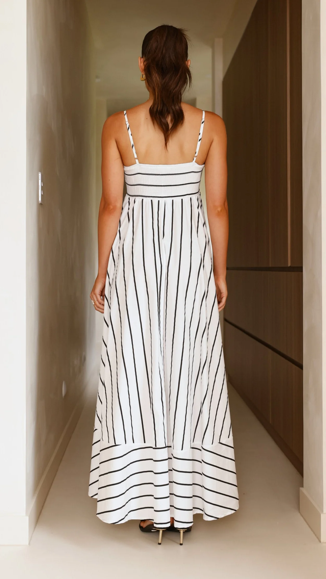 Kaethe Maxi Dress - White/Black Stripe