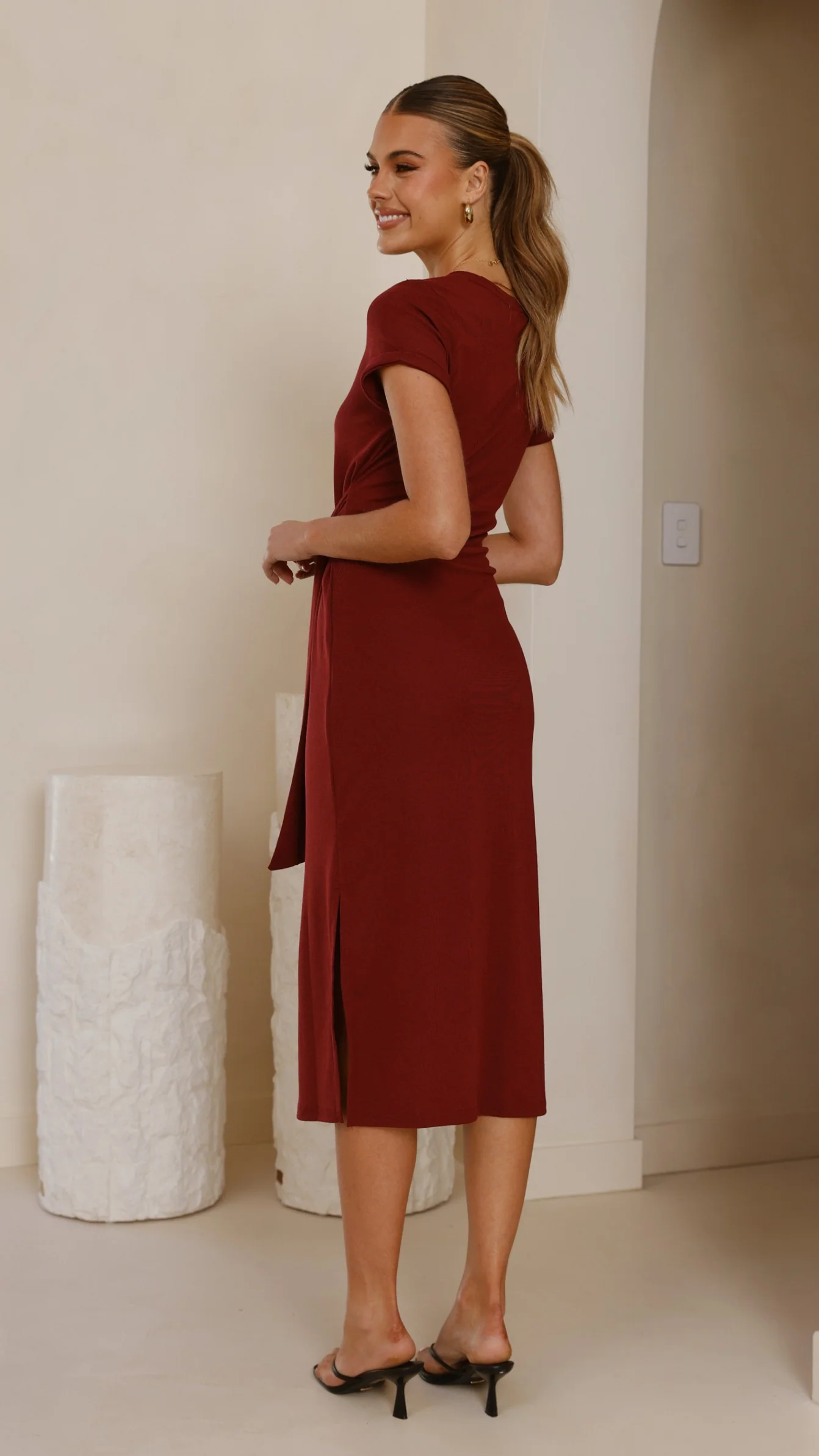 Valier Midi Dress - Wine