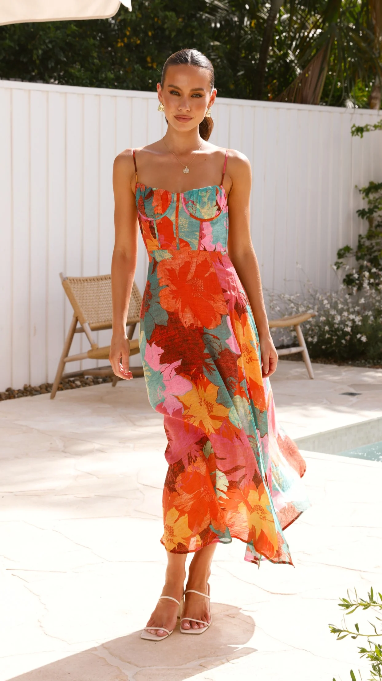 Rahima Maxi Dress - Orange Floral