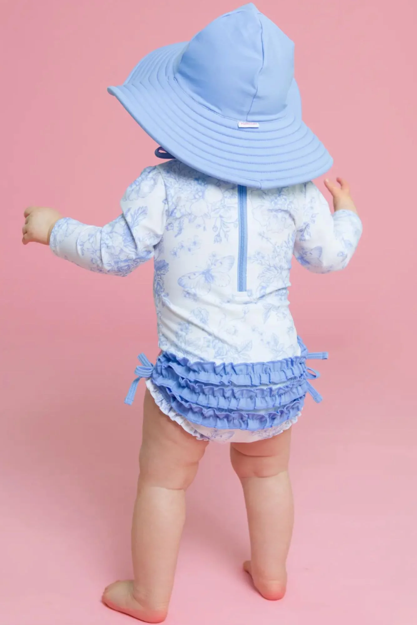 Baby Butterfly Garden Toile Long Sleeve One Piece