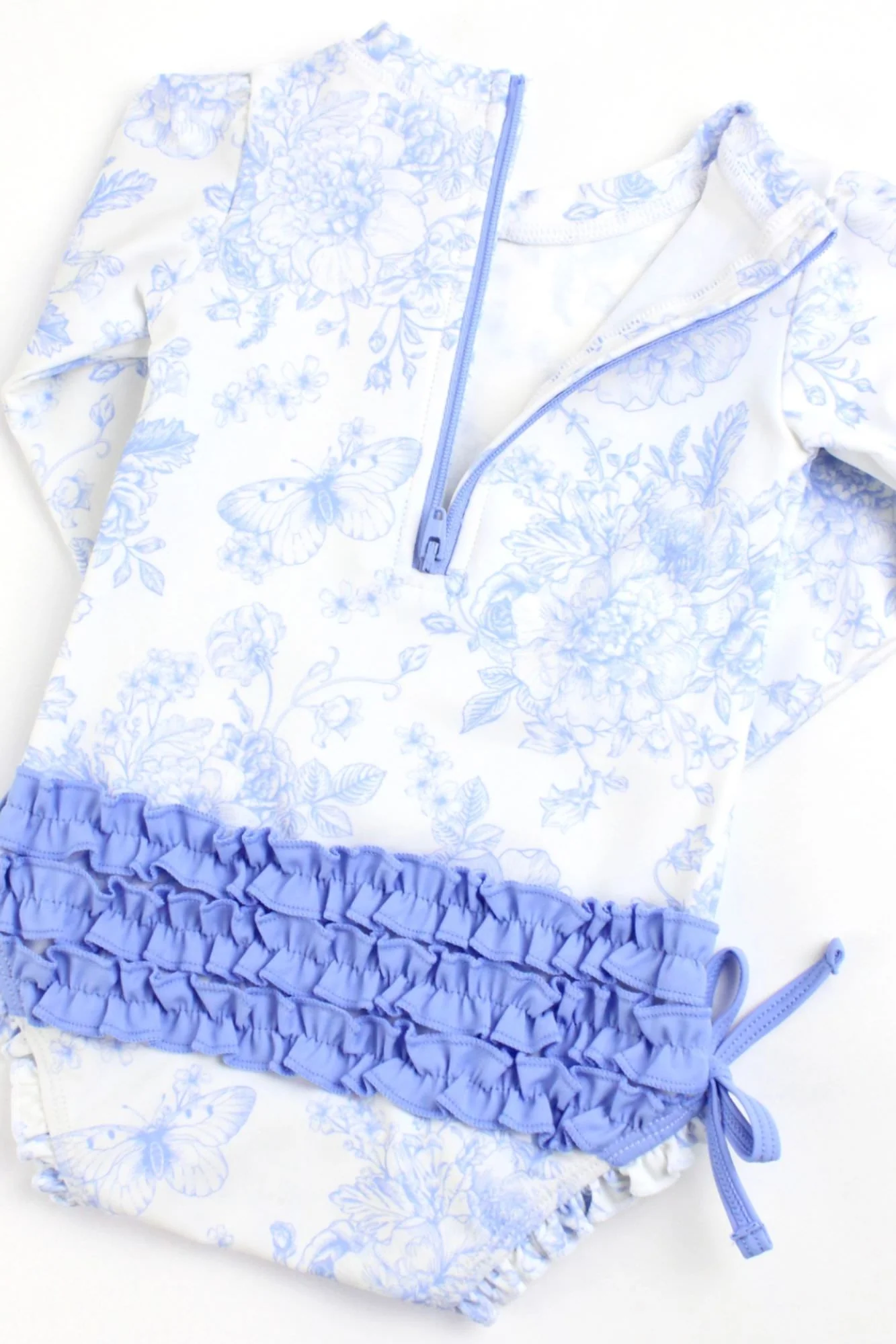 Baby Butterfly Garden Toile Long Sleeve One Piece