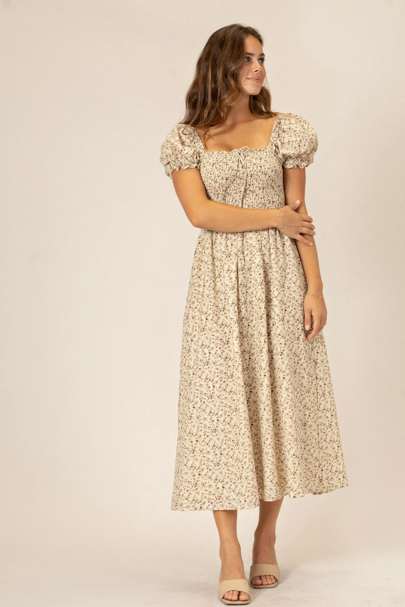 Puff Sleeve Midi Dress