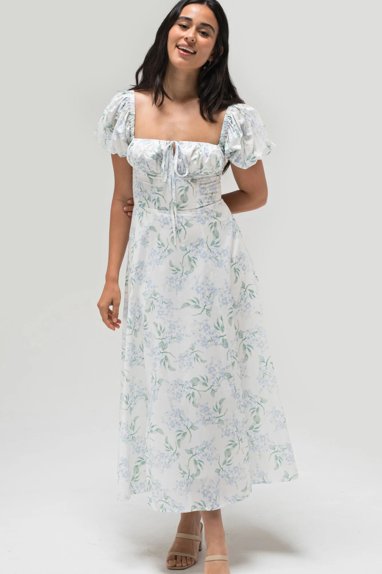 Puff Sleeve Midi Dress