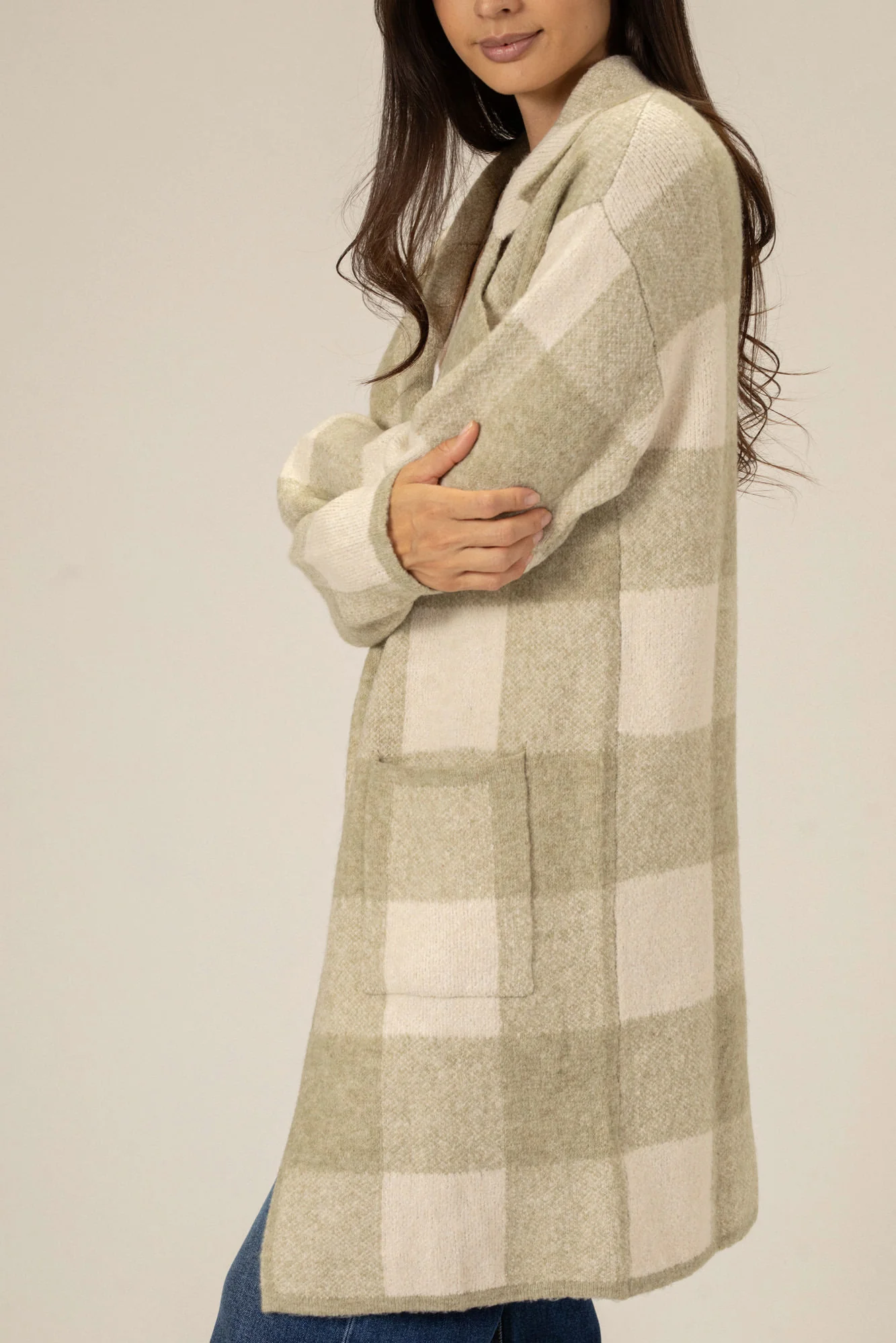 Janine Plaid Lapel Cardigan