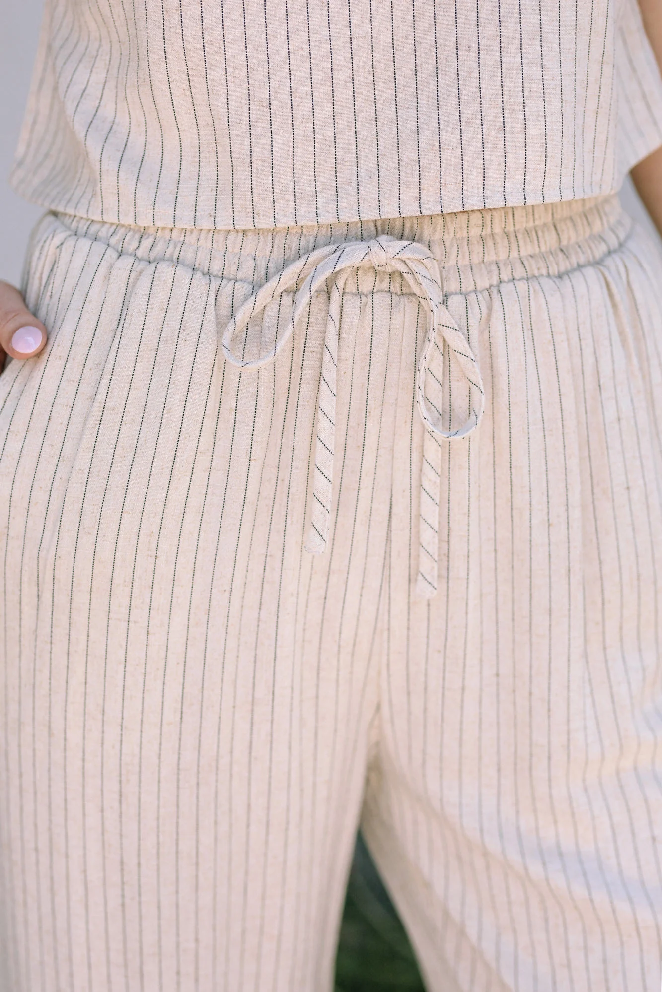 Drawstring Pinstripe Pants