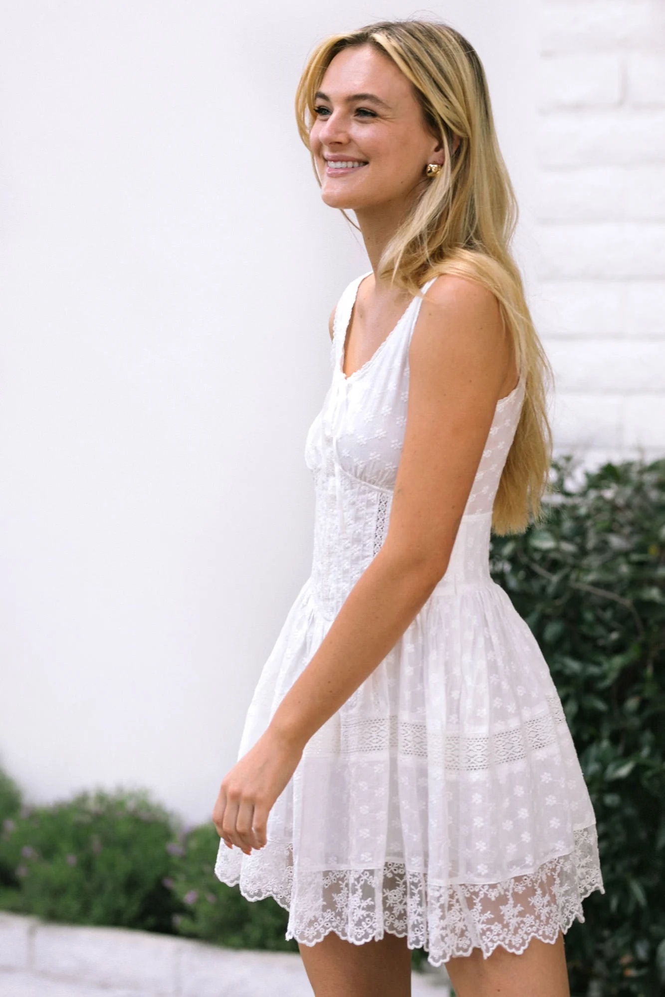 Lace-Embroidered Mini Dress