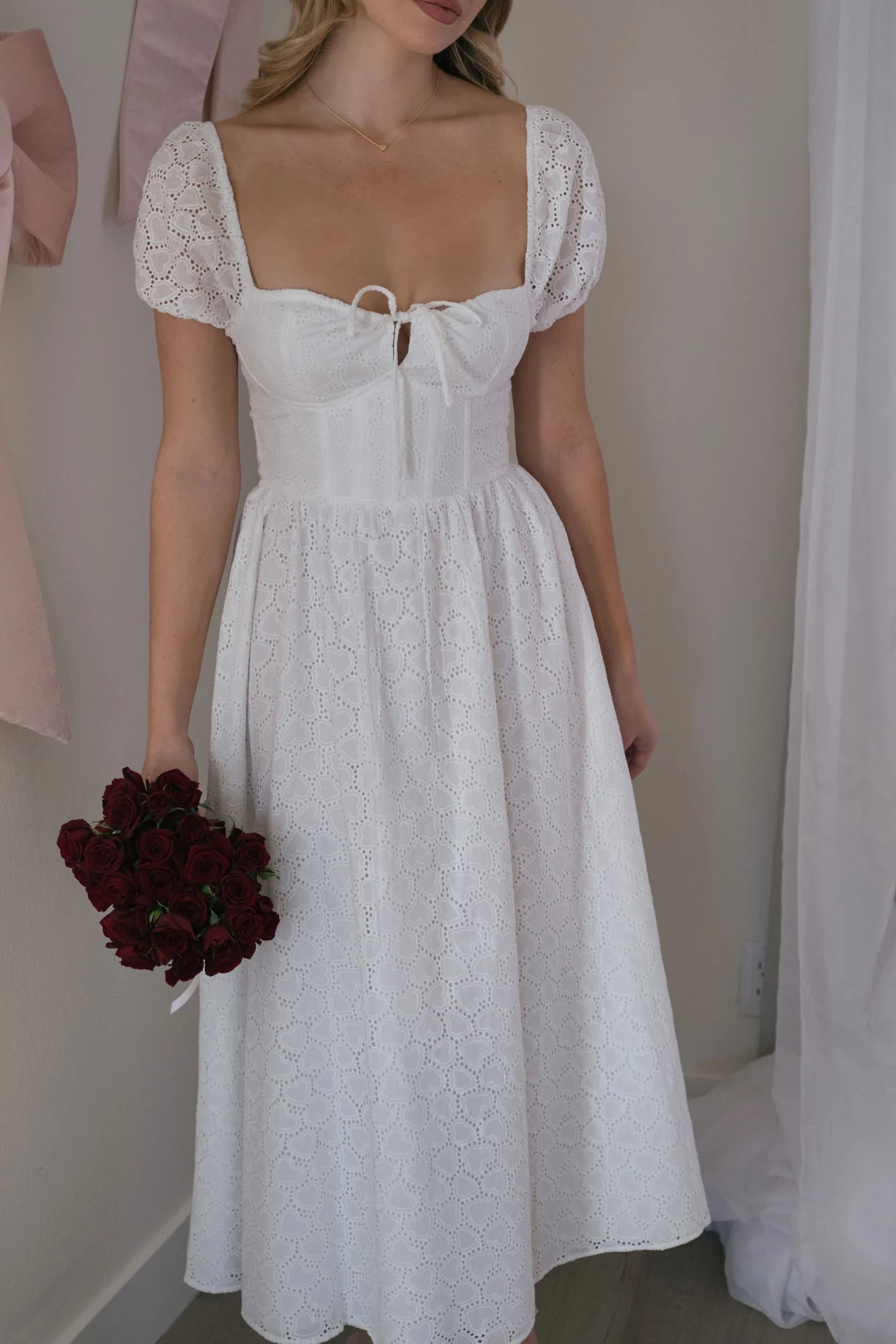 Charming Sweetheart Eyelet Dress