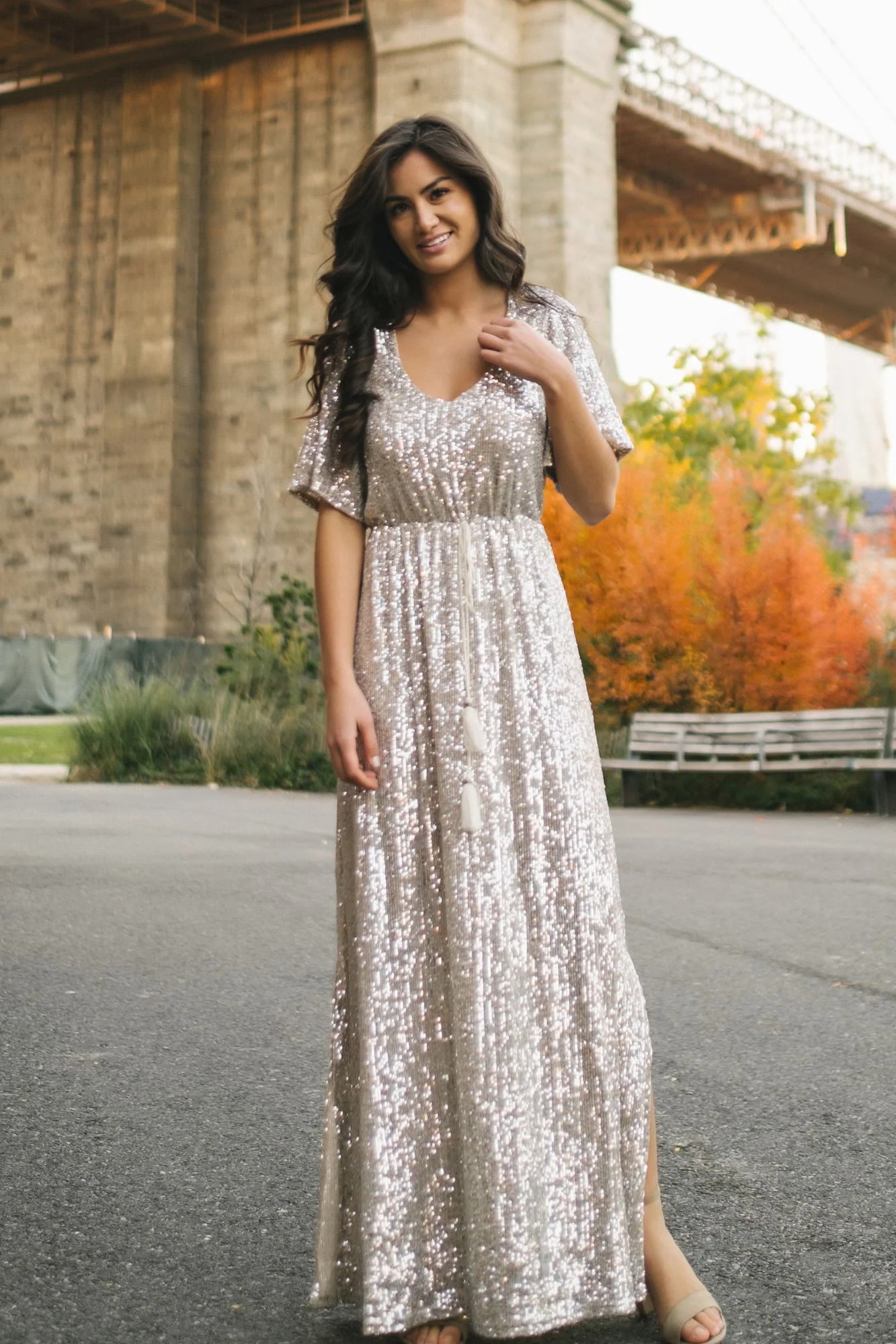 Silver Sequin Maxi Dress