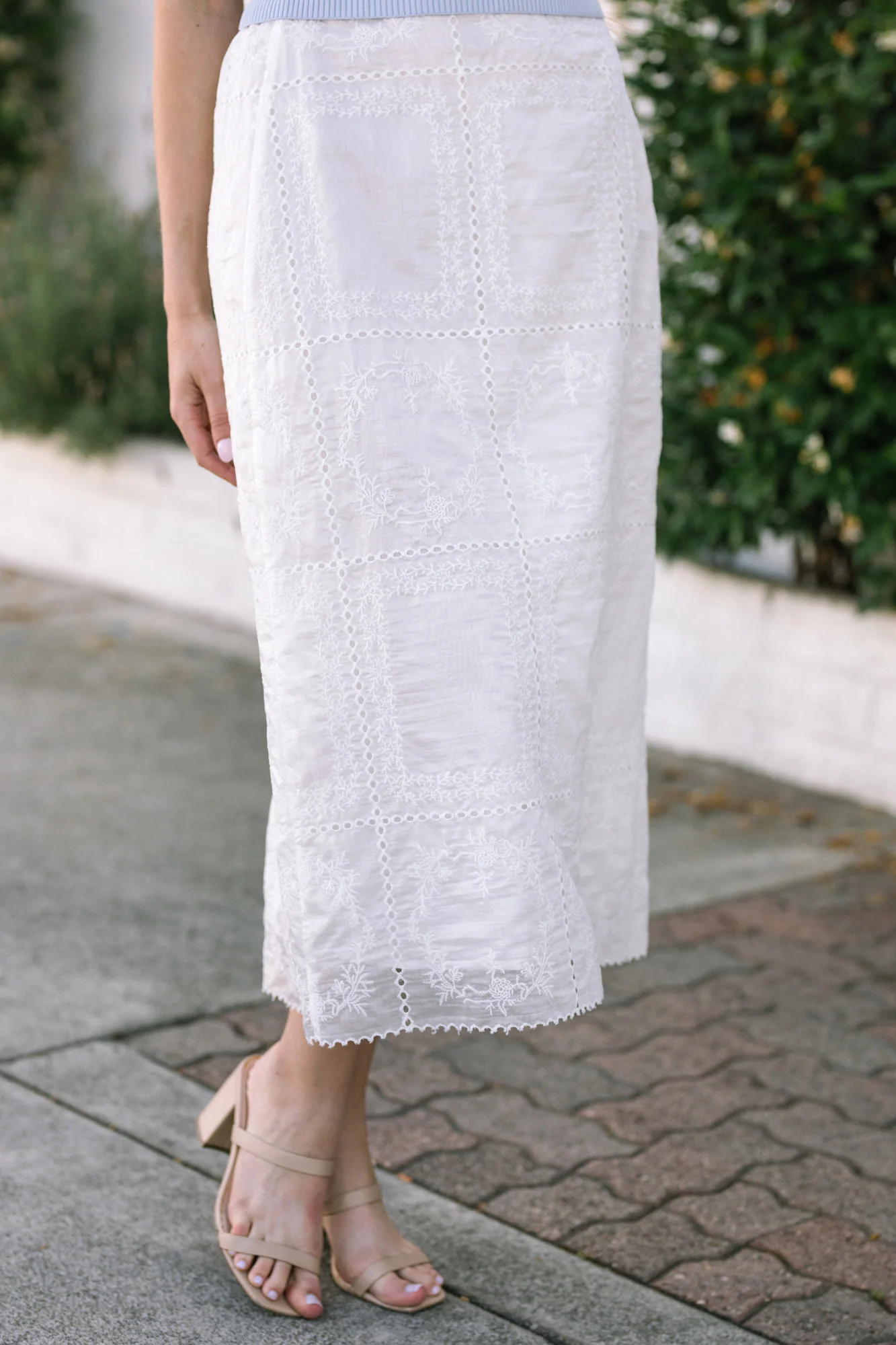 Eyelet Midi Skirt