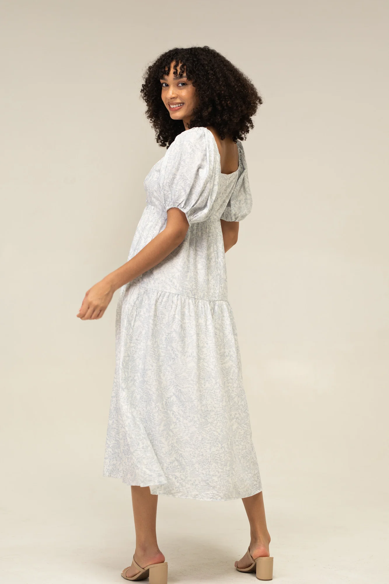 Puff Sleeve Midi Dress