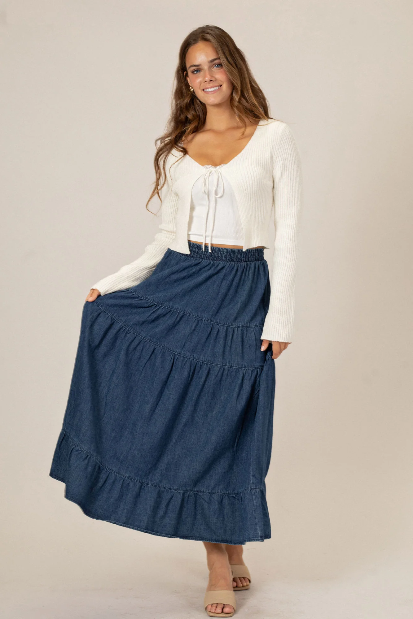 Rachel Denim Midi Skirt