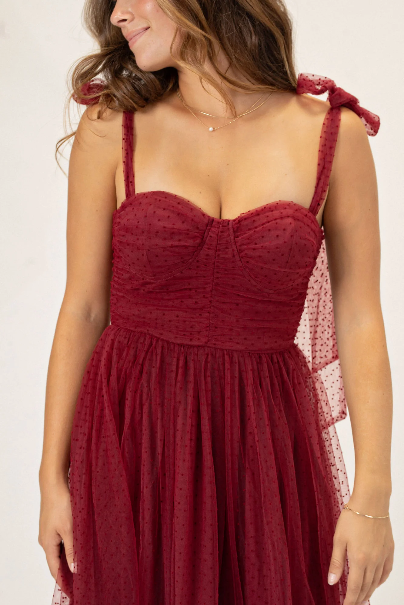 Dotted Tulle Maxi Dress