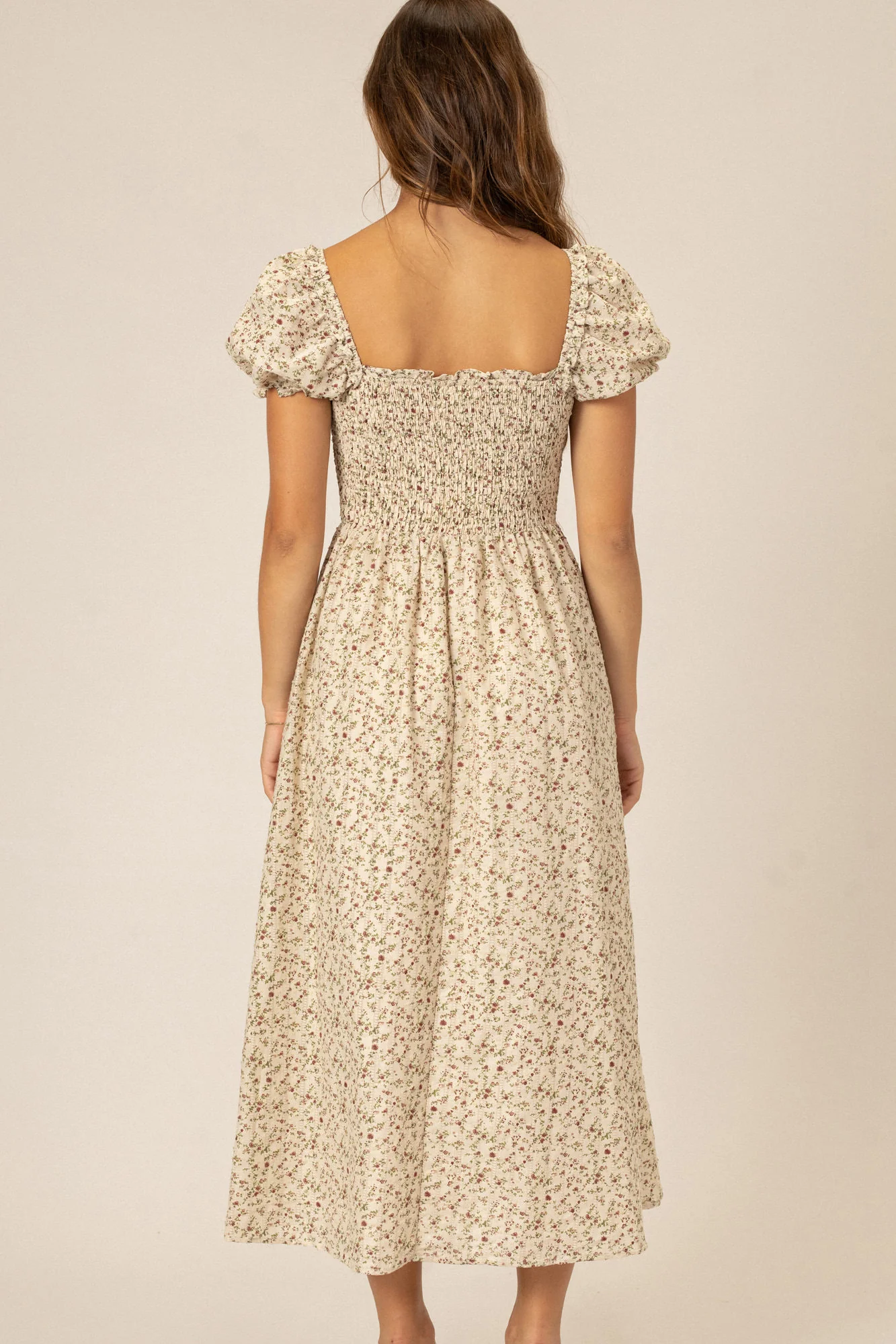 Puff Sleeve Midi Dress