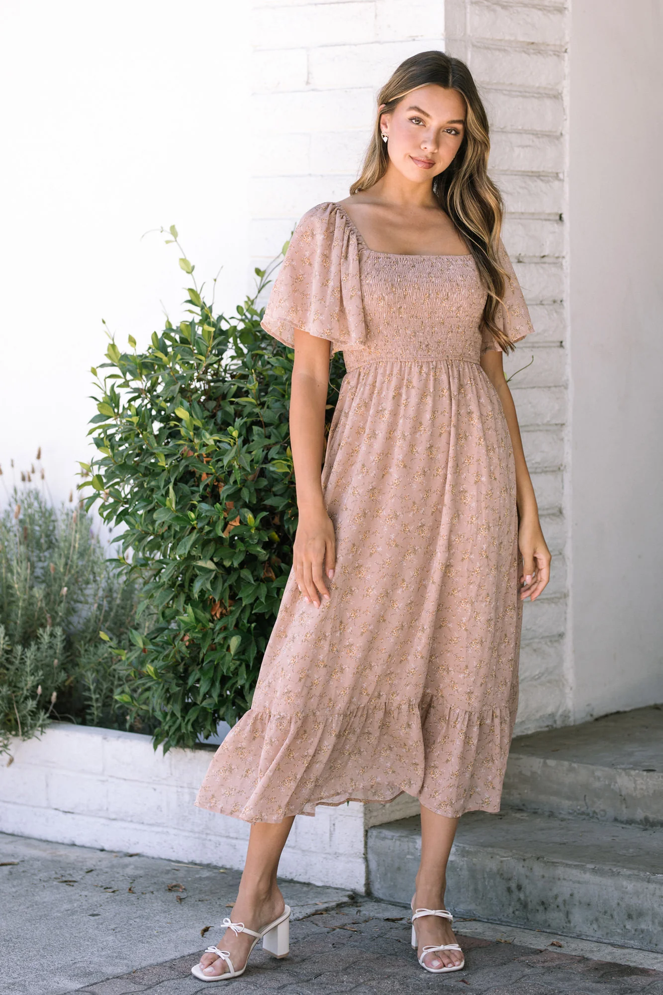 Smocked Midi Dress