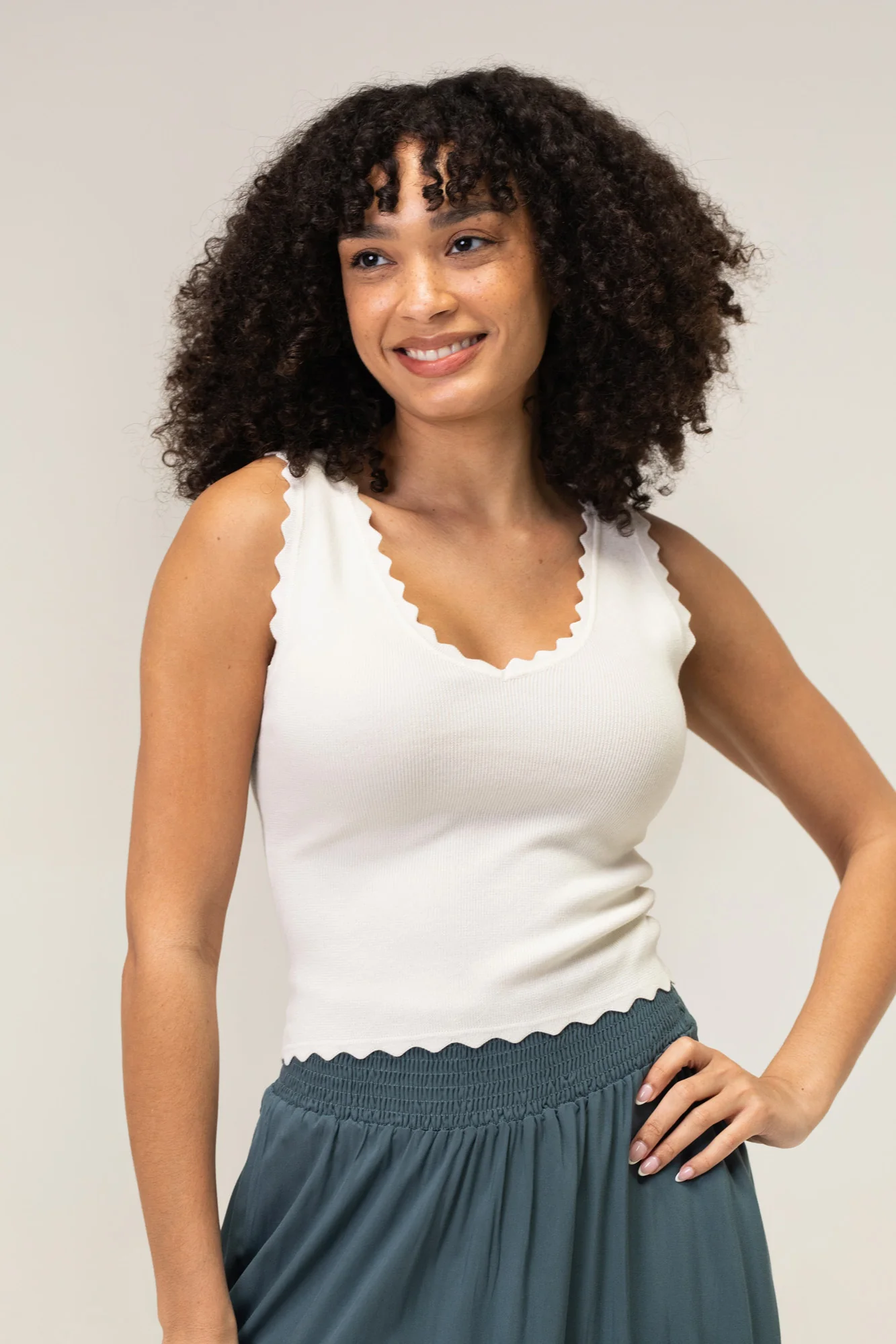 Scalloped Knit Tank Top