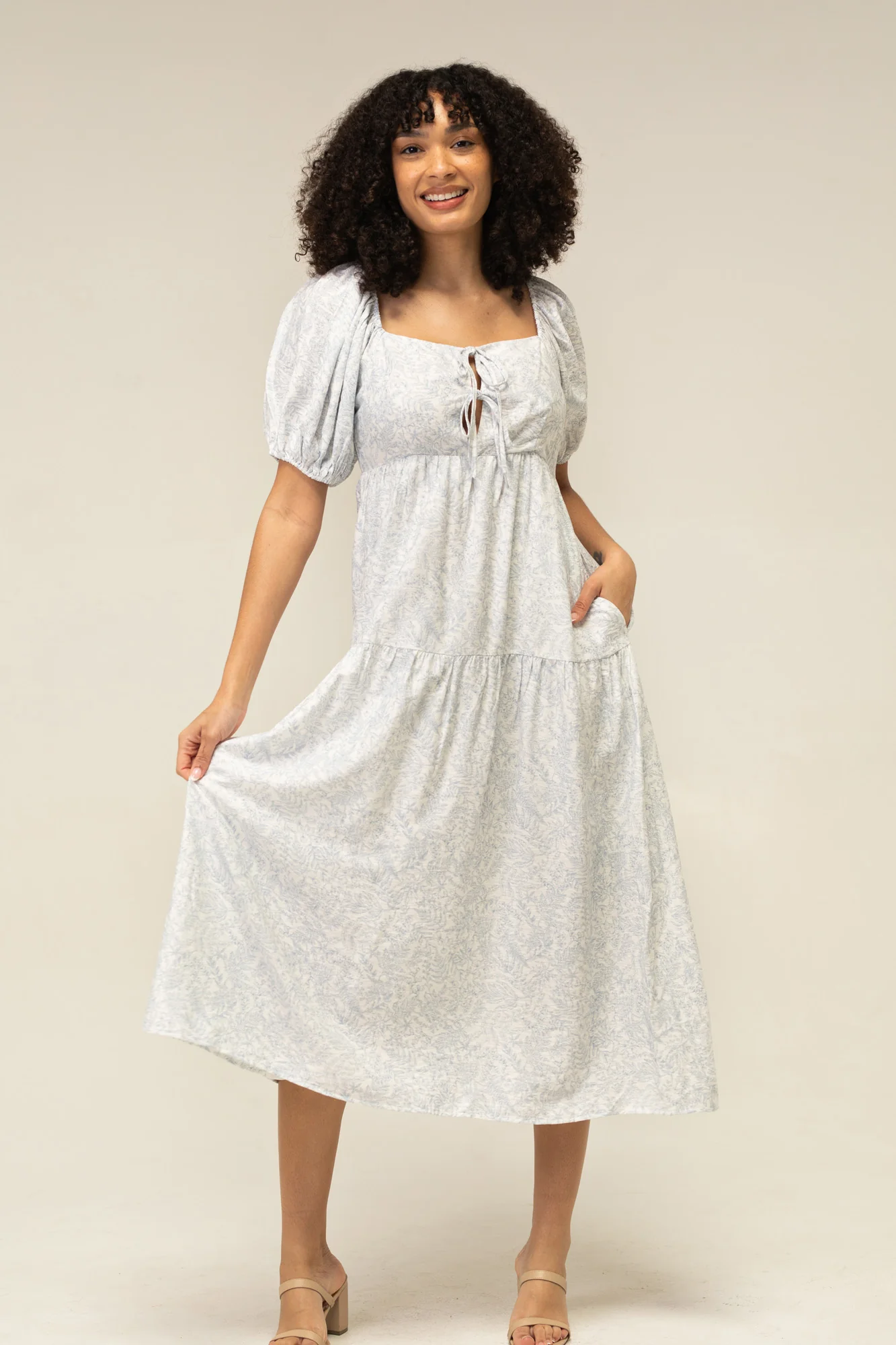 Puff Sleeve Midi Dress