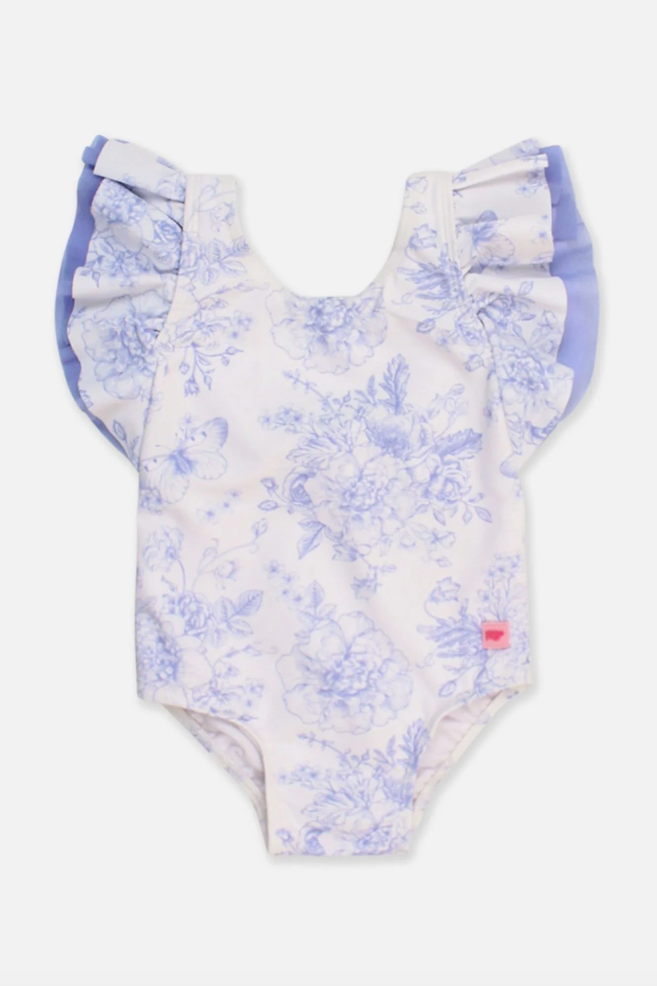 Girls' Butterfly Sleeve Toile Swimsuit