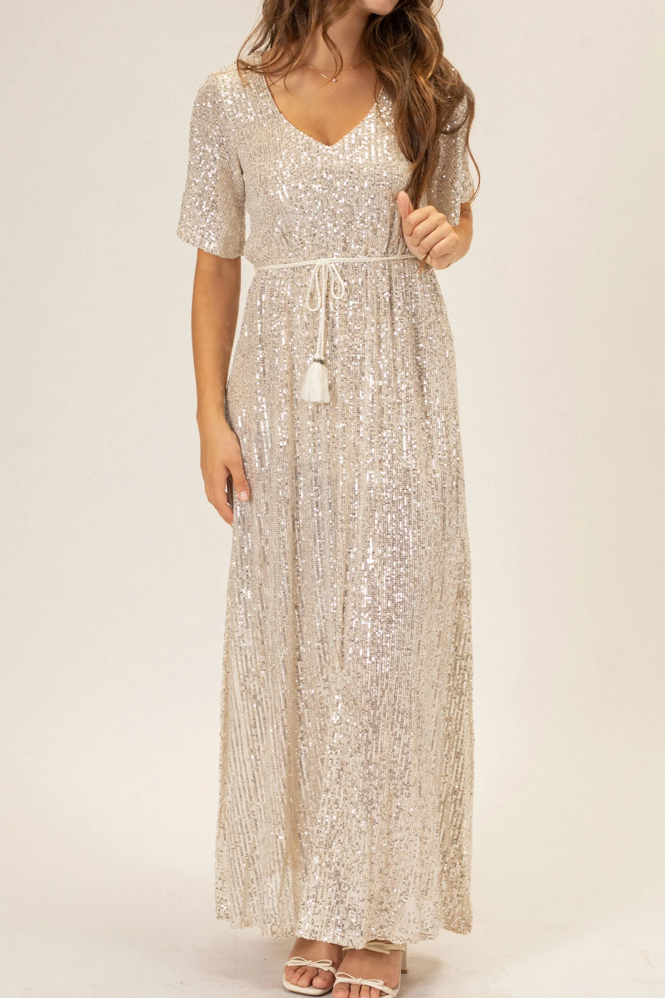 Silver Sequin Maxi Dress