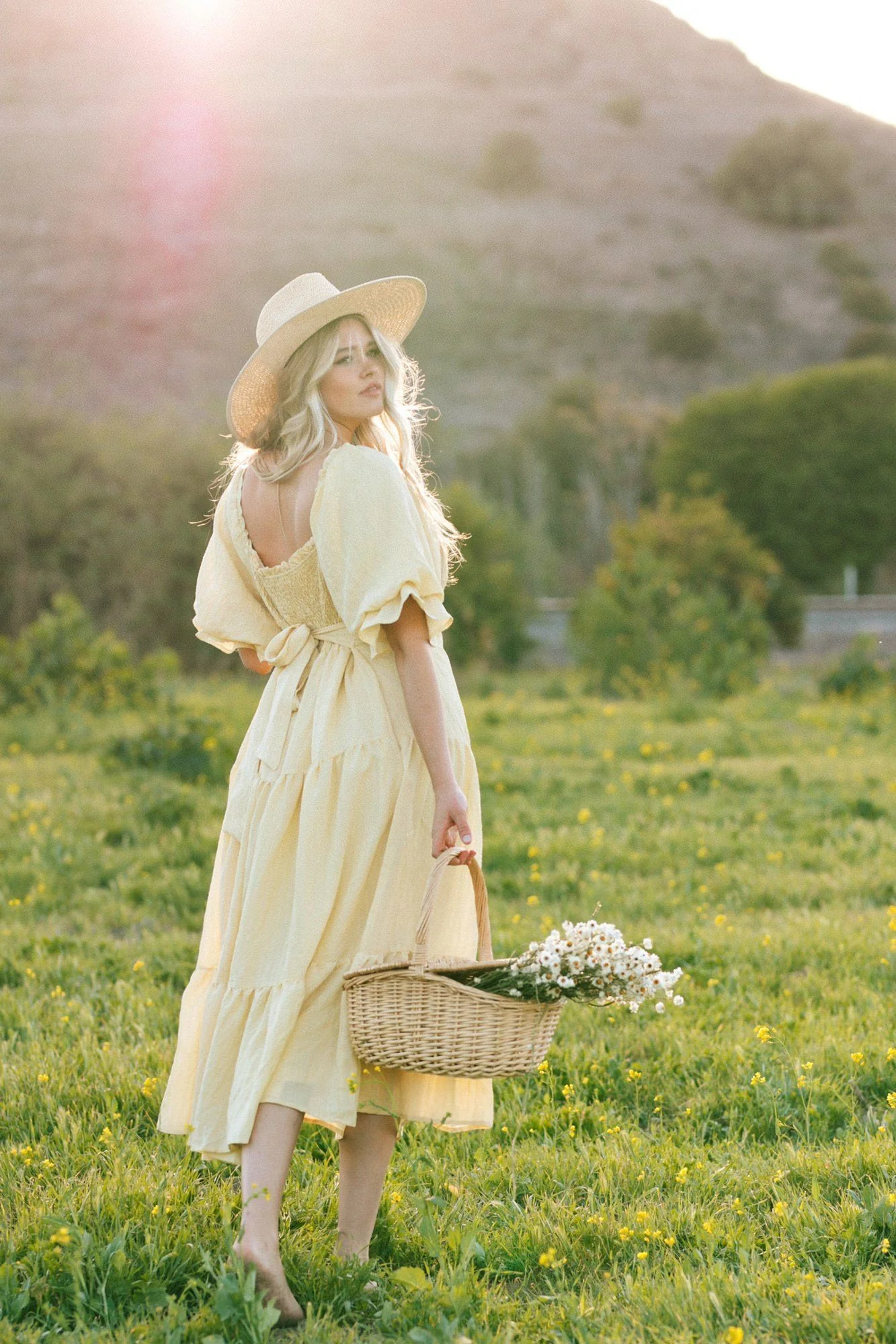 Puff Sleeve Tiered Midi Dress