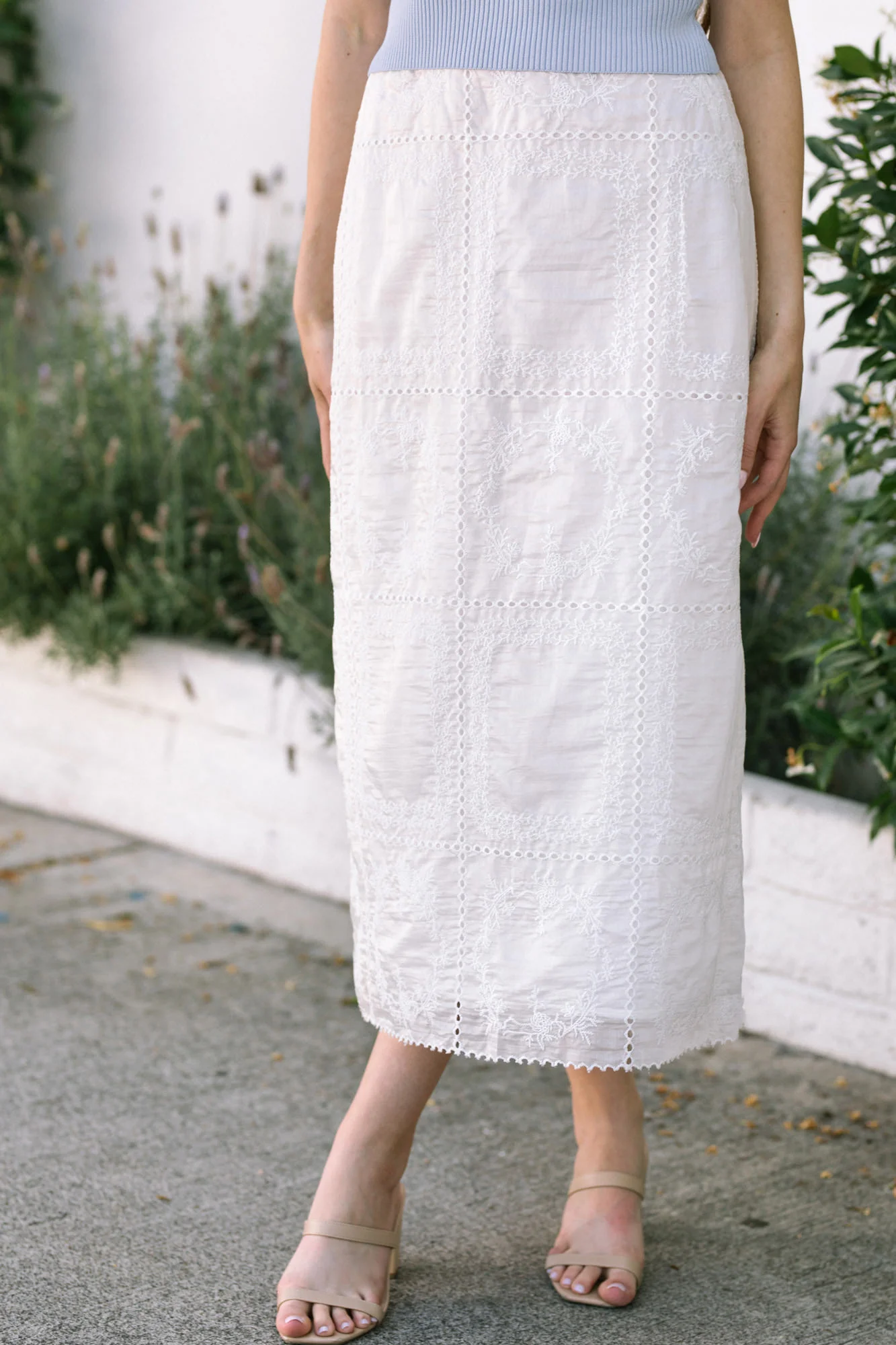 Eyelet Midi Skirt