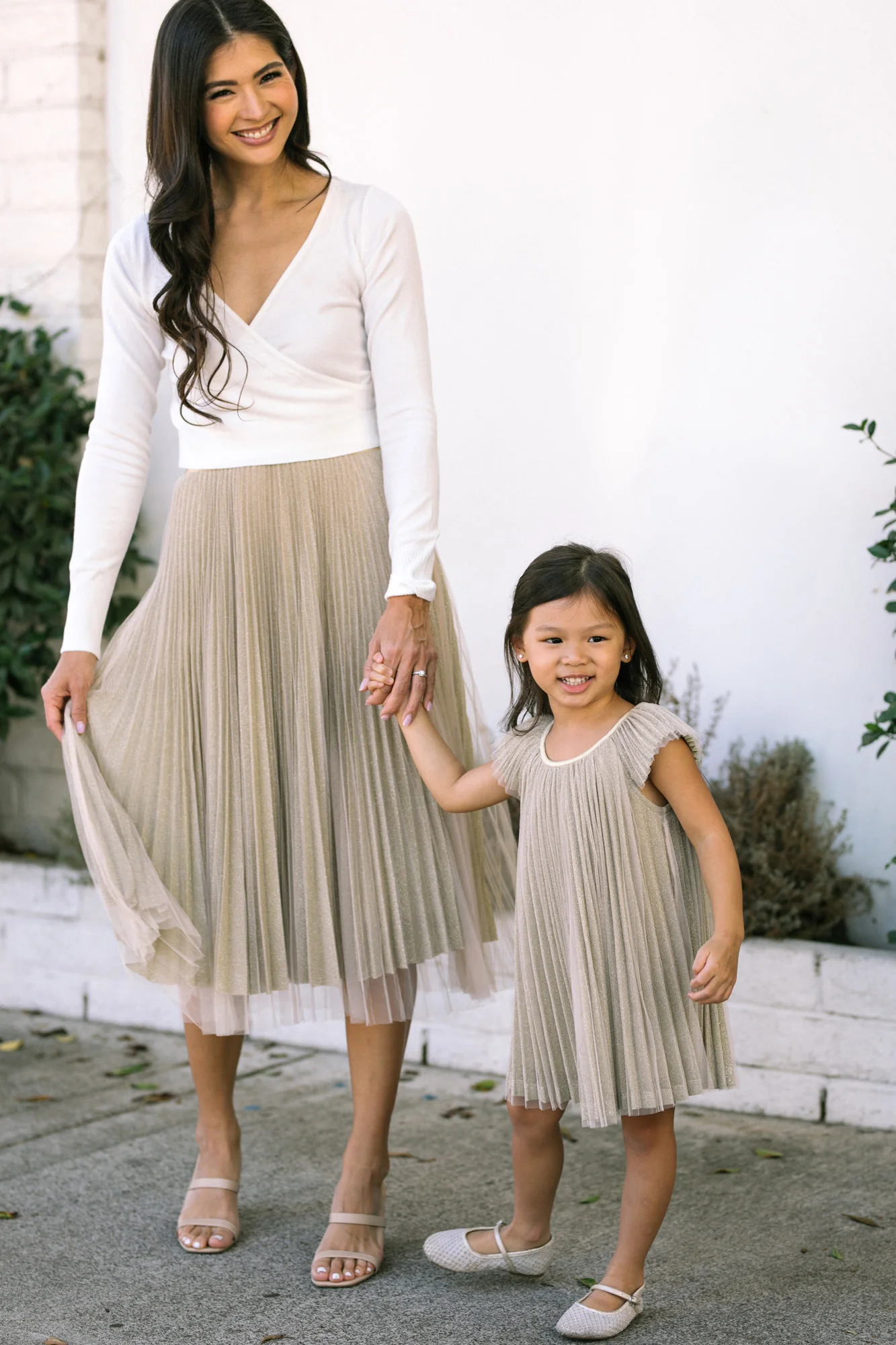 Pleated Tulle Midi Skirt