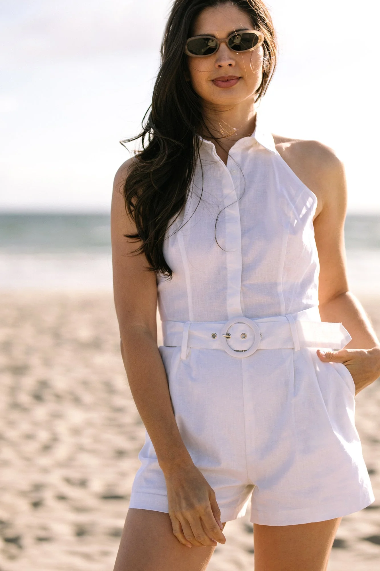 Belted Halter Romper