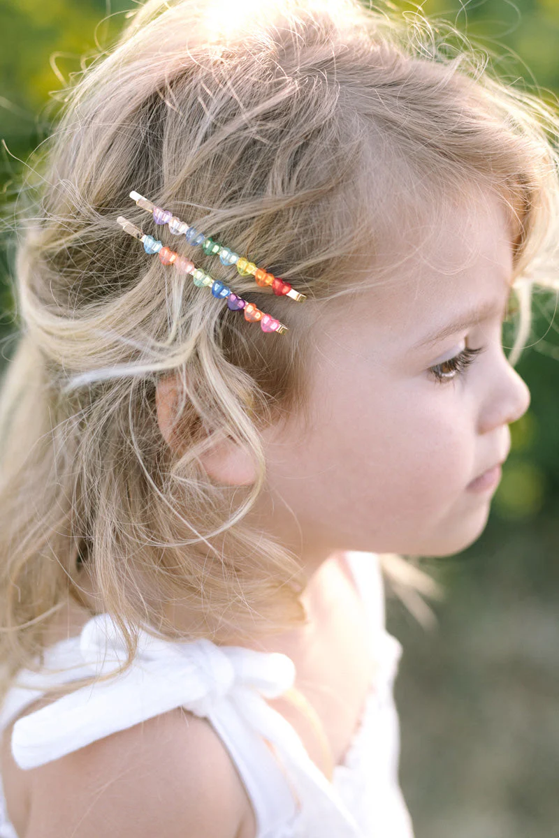 Children's Heart Rainbow Hair Clip Set