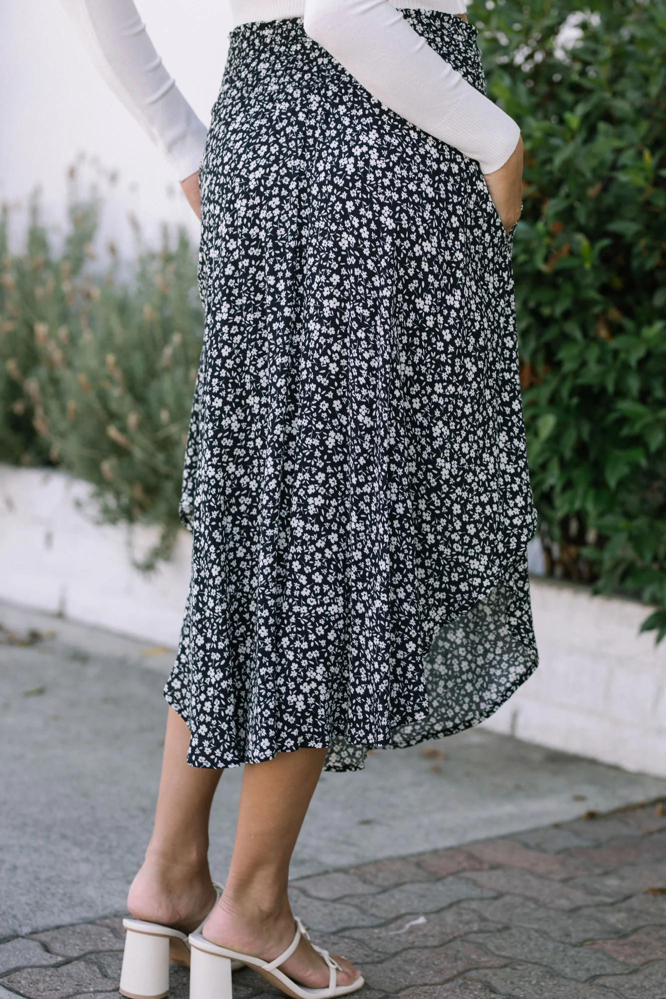 Floral Round Hem Skirt