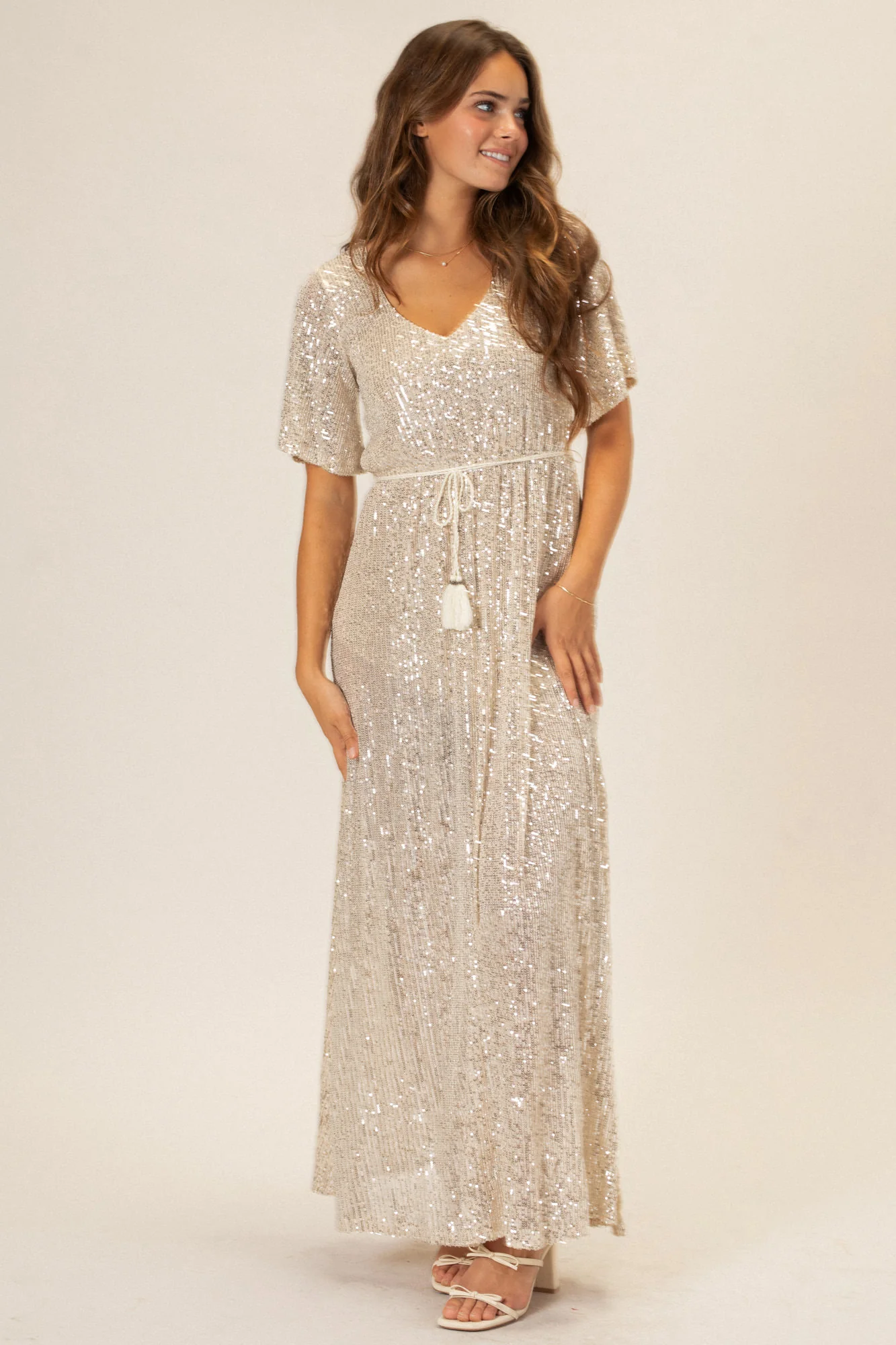 Silver Sequin Maxi Dress