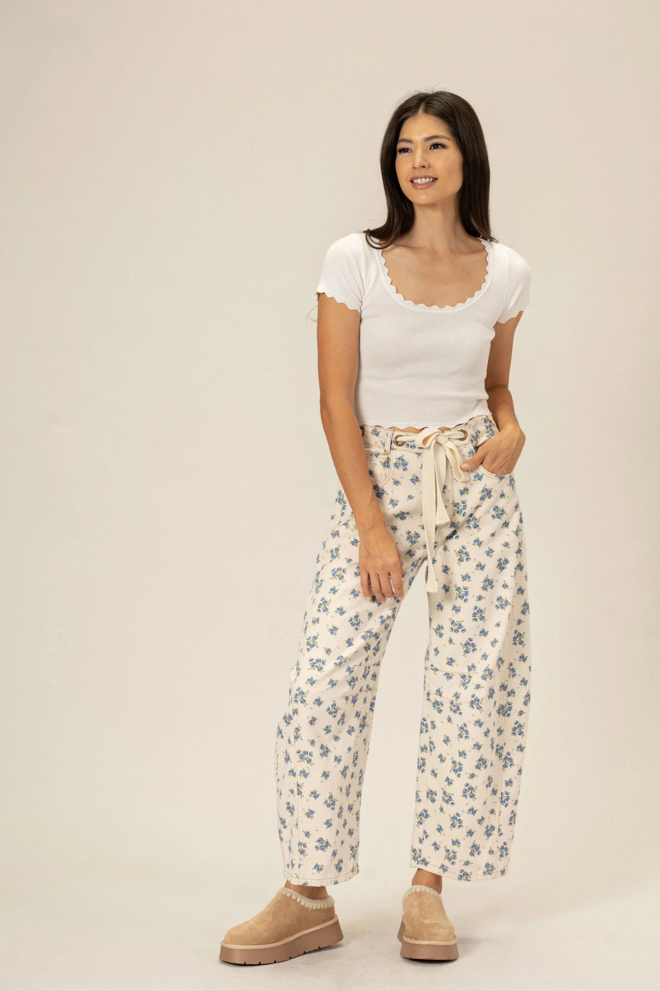 Floral Barrel Pants