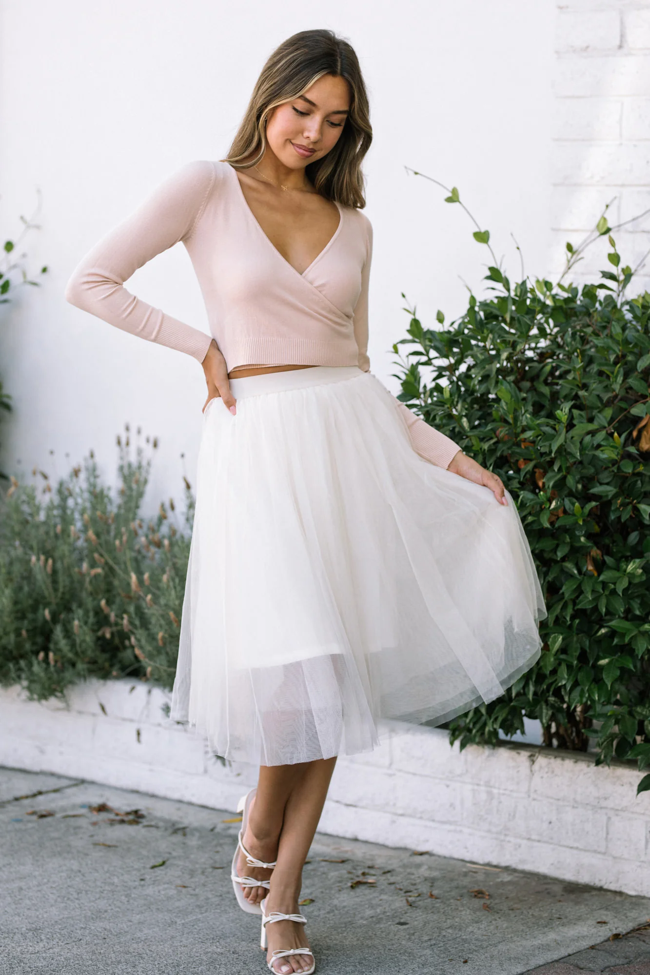 Rosette Wrap Sweater Top