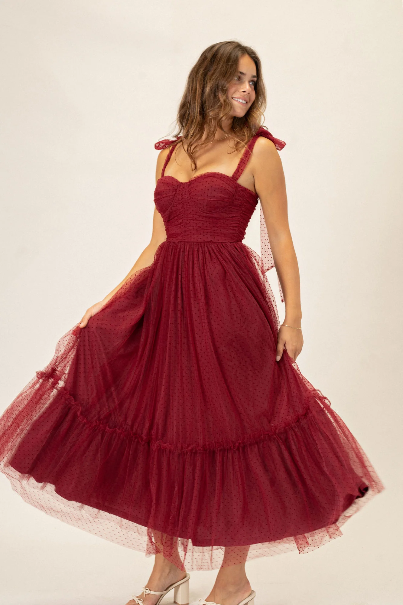 Dotted Tulle Maxi Dress