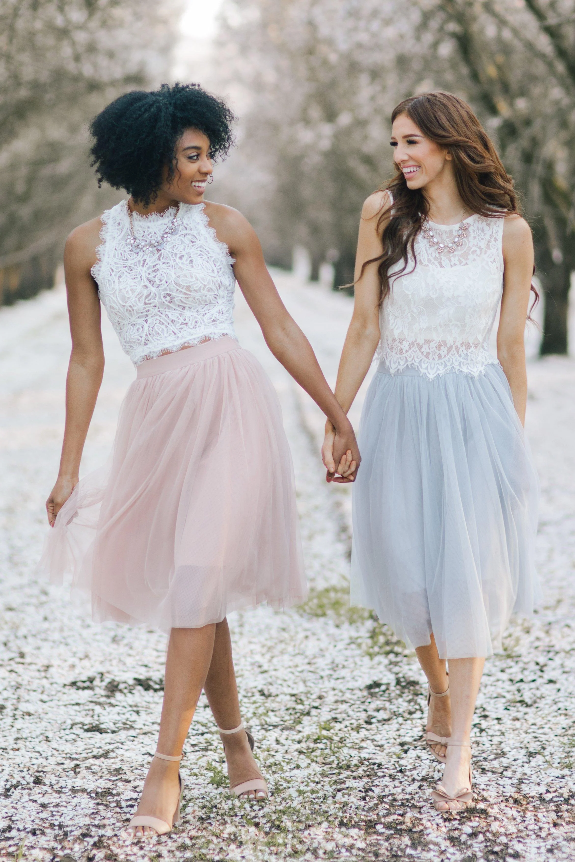 Grey Tulle Midi Skirt