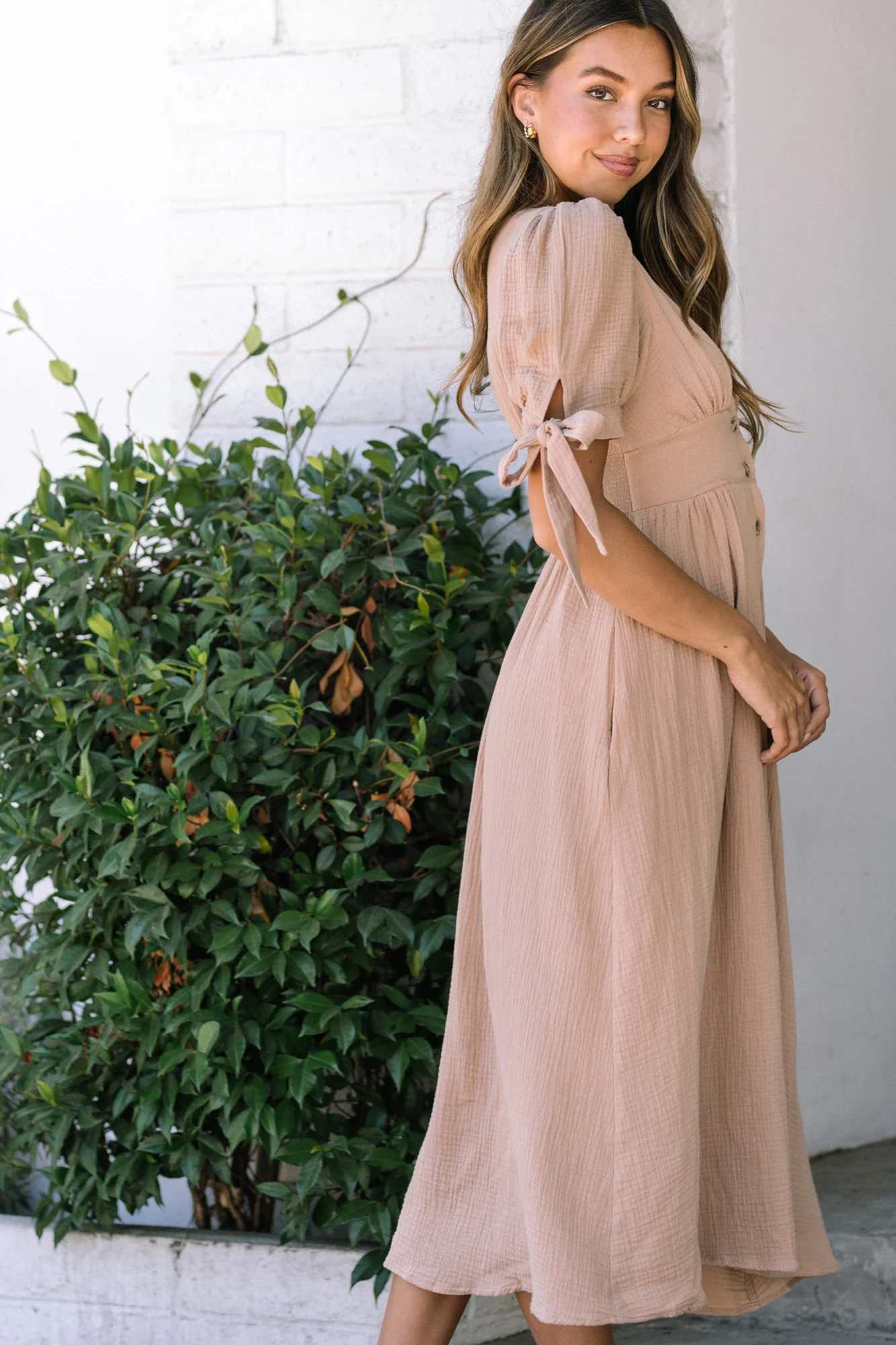 Buttoned Gauze Dress