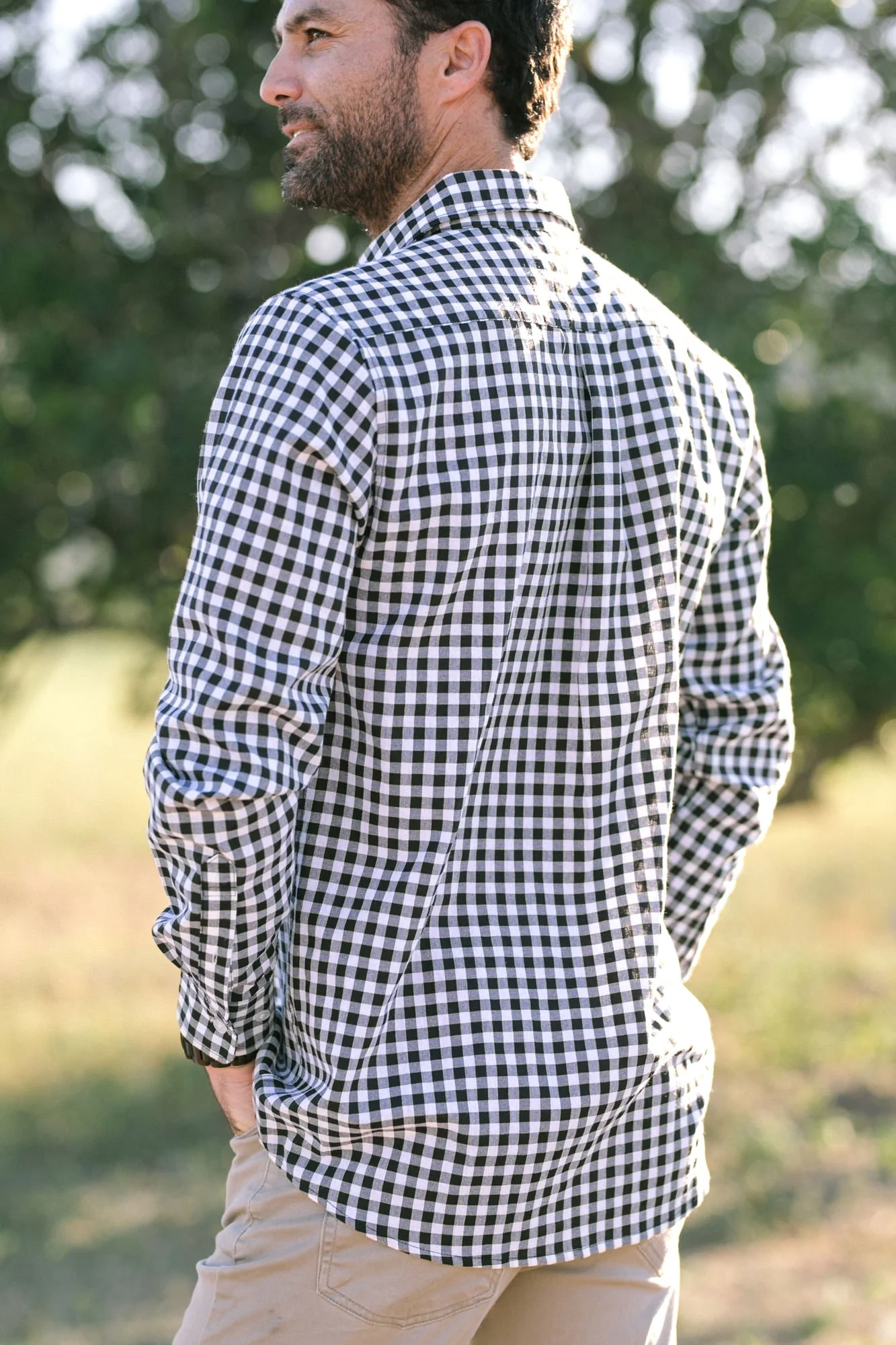 Gingham Buttoned Men's Shirt