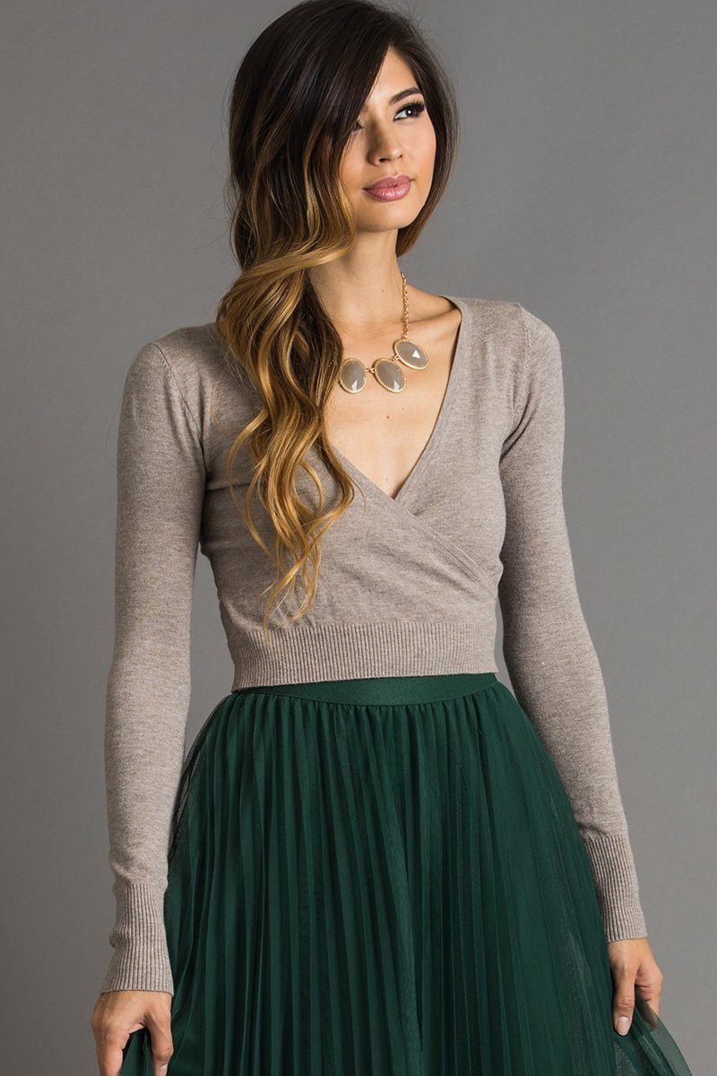 Rosette Wrap Sweater Top