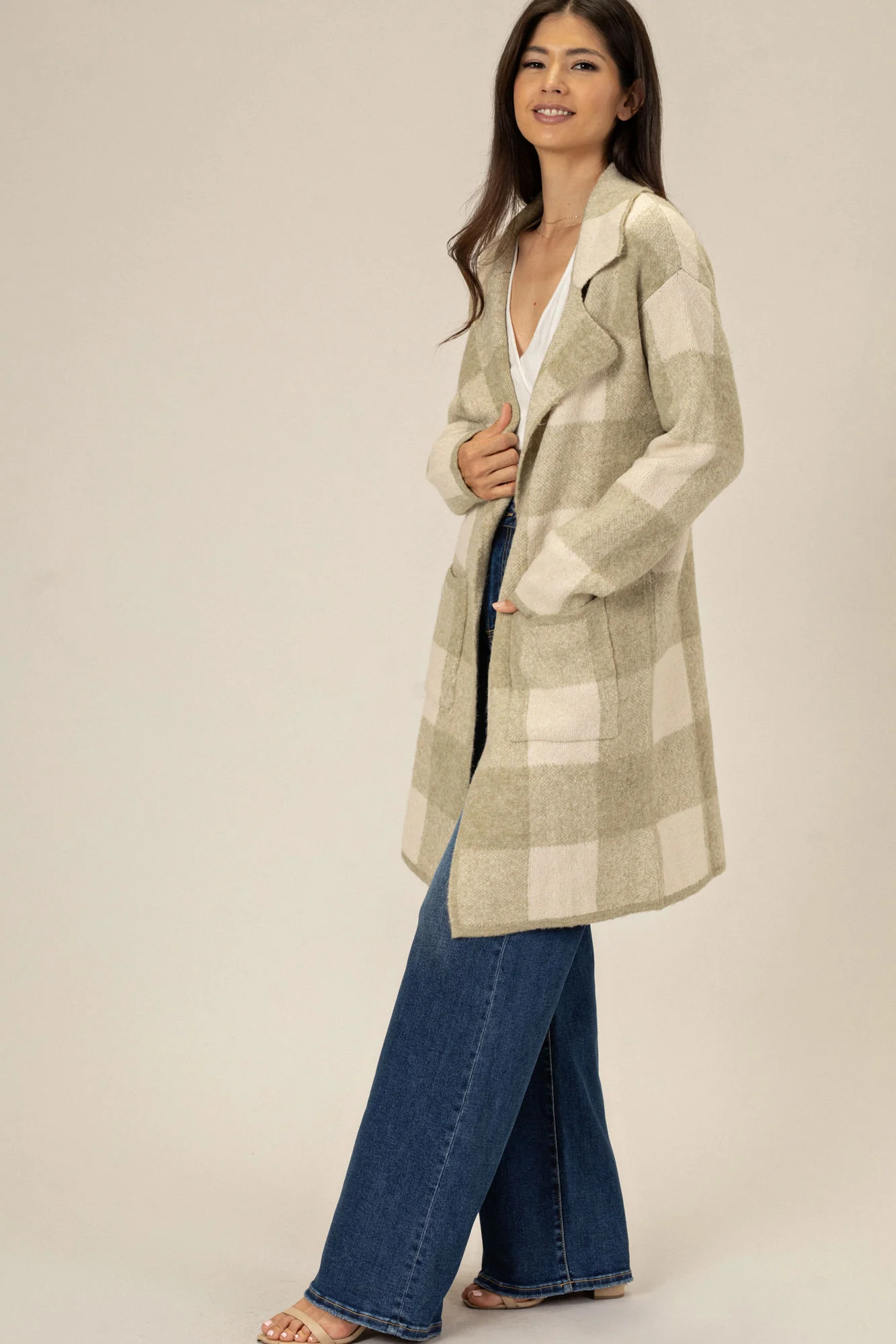 Janine Plaid Lapel Cardigan