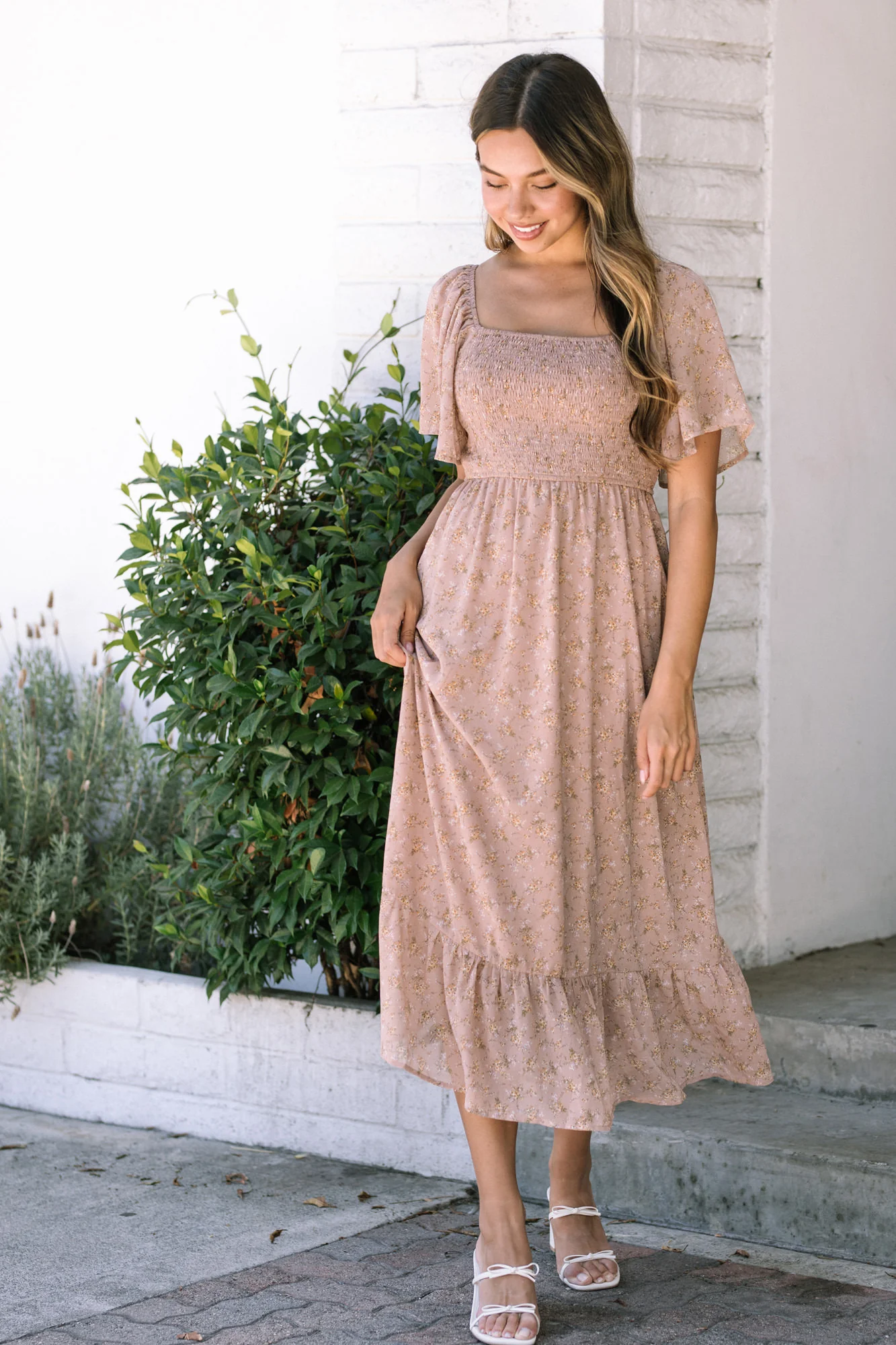Smocked Midi Dress